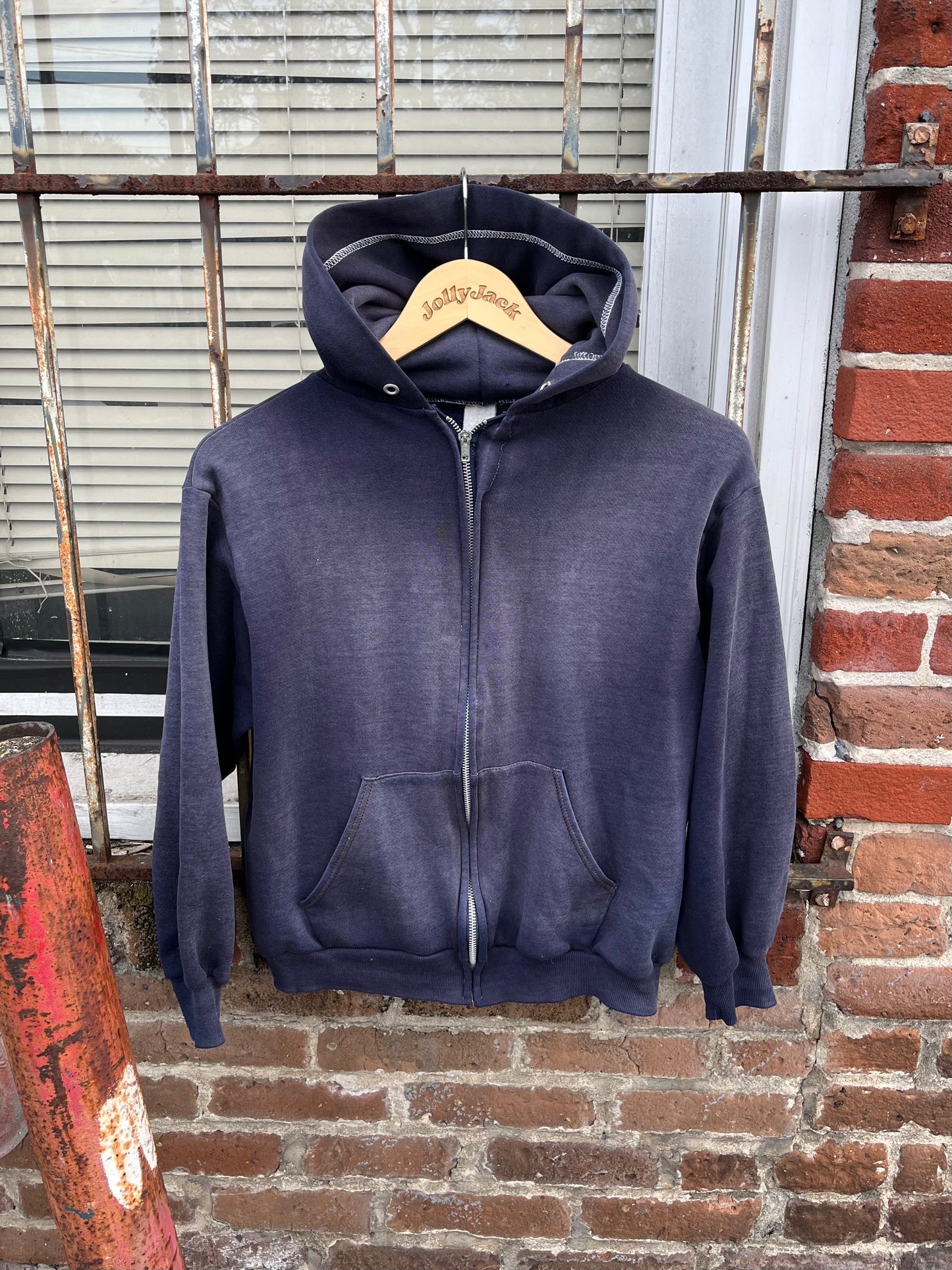 1960’s/1970’s Sun Faded Navy Zip Up Hoodie (S/M)