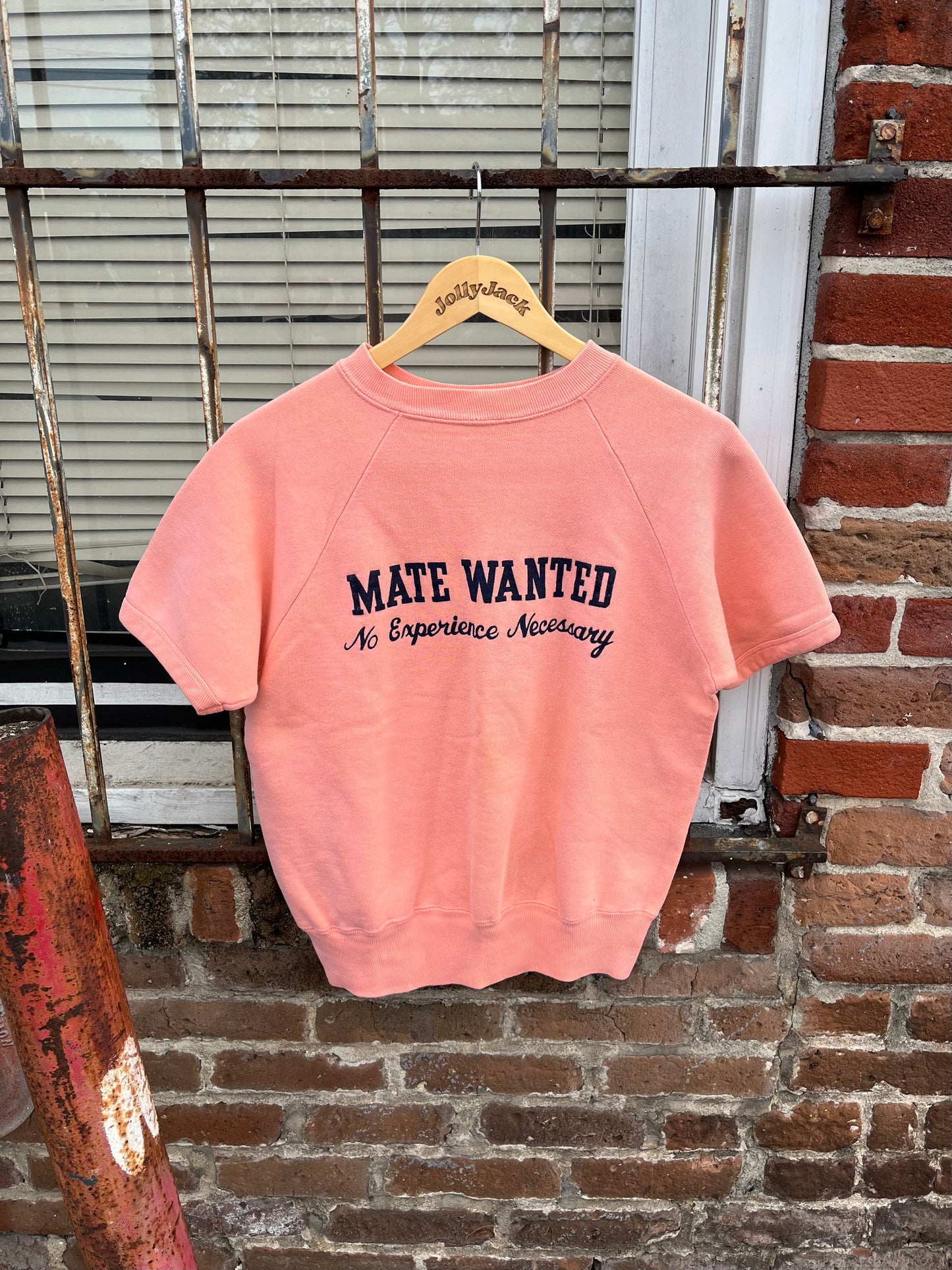 1960’s ‘Mate Wanted’ Flocked Short Sleeve Sweatshirt (S/M)