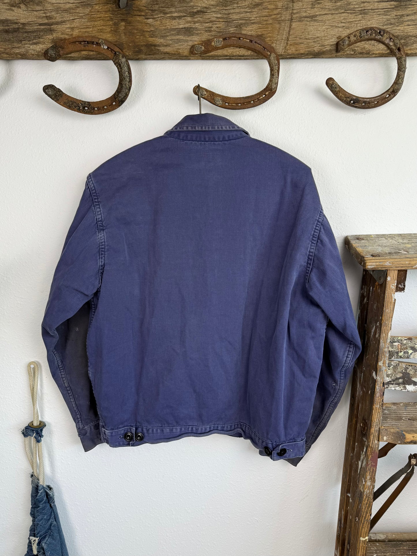 1950s Flanned Lined Sun Faded Cotton Work Jacket (M/L)