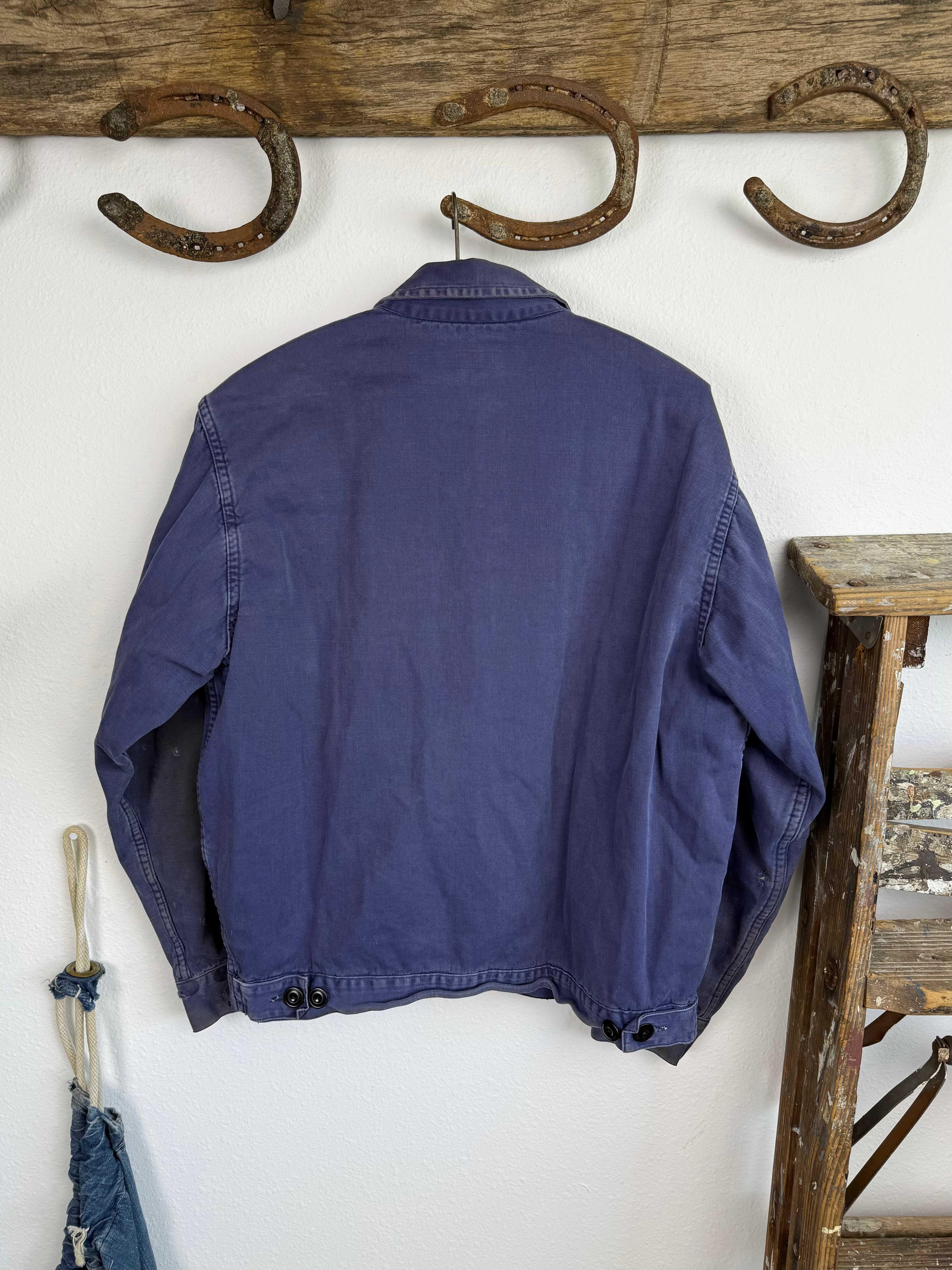 1950s Flanned Lined Sun Faded Cotton Work Jacket (M/L)
