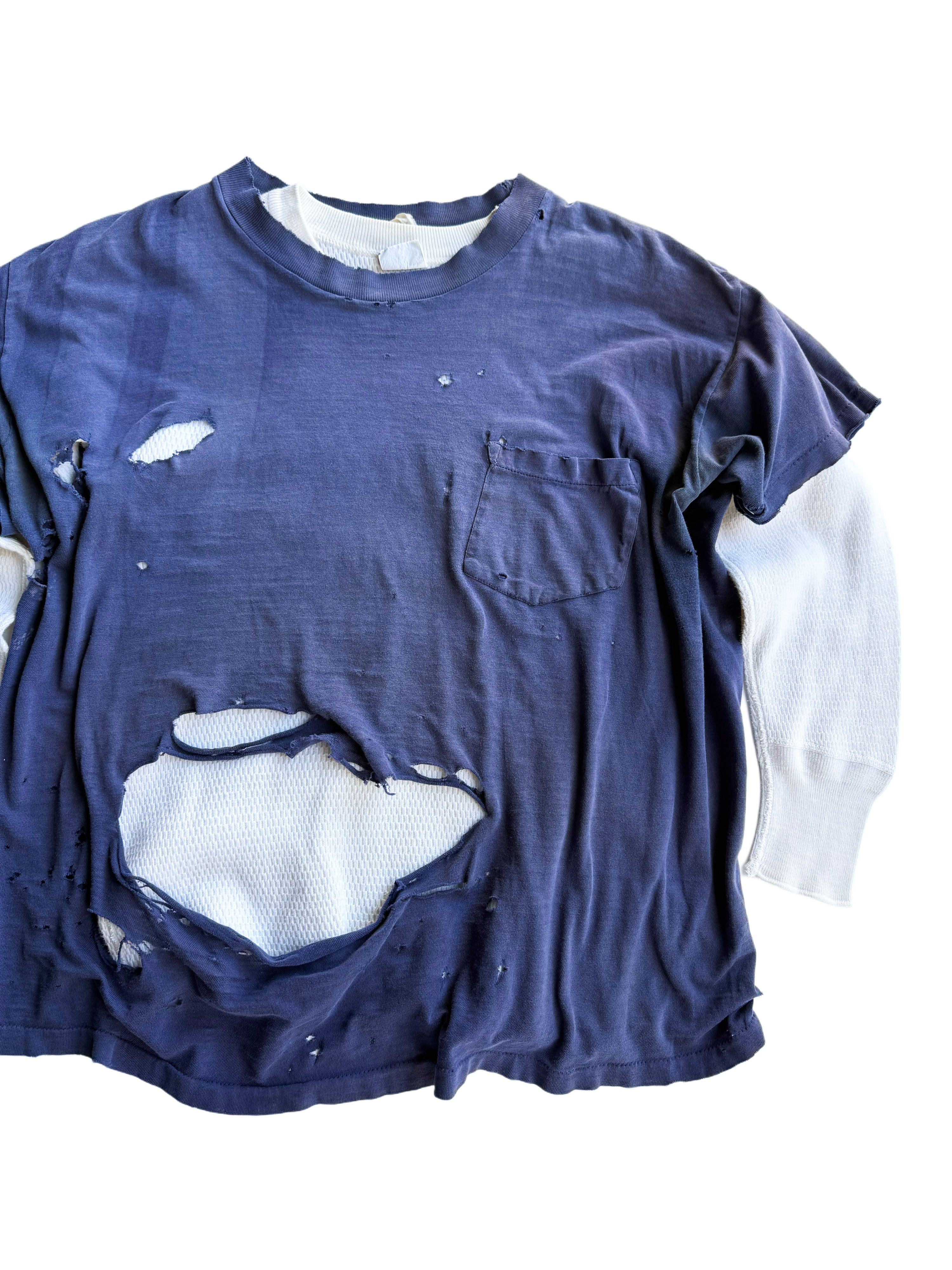 1950s Distressed Navy Pocket Tees with Thermal (M/L)