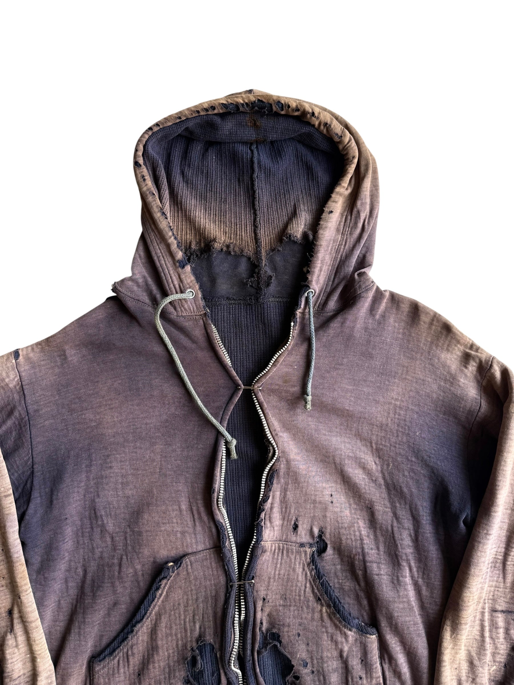 1940s Heavily Distressed and Sun Faded Zip Closure Jacket (S/M)
