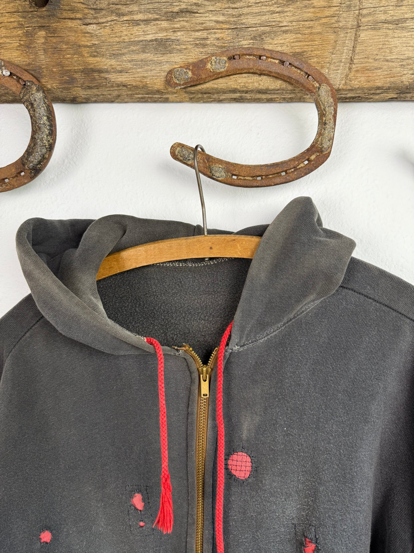 1950s Black Sun Faded & Repaired Zip Up Jacket (M/L)