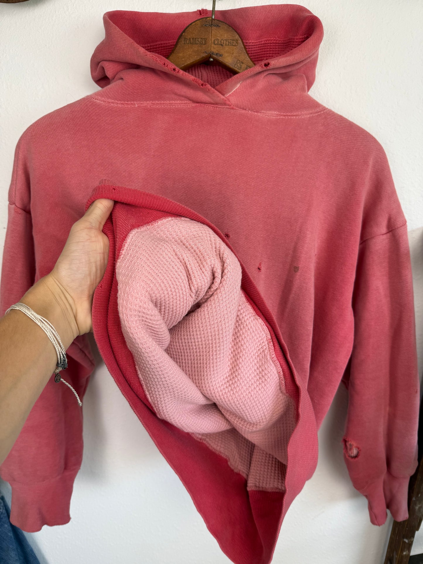 1950s Sun Faded Thermal Lined Double Face Hoodie (XXL)