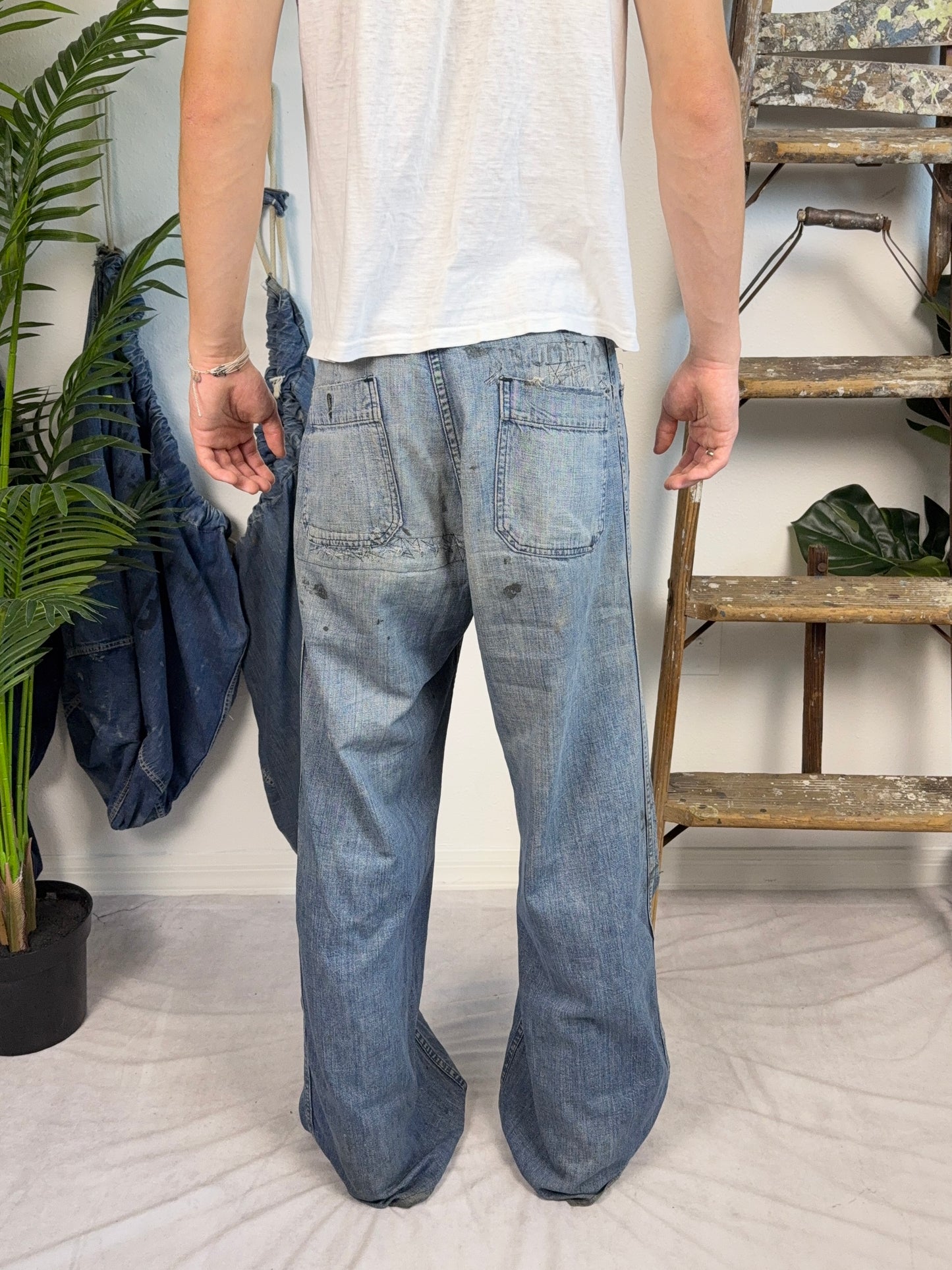 1940s WW2 Distressed & Repaired USN Dungarees (30)