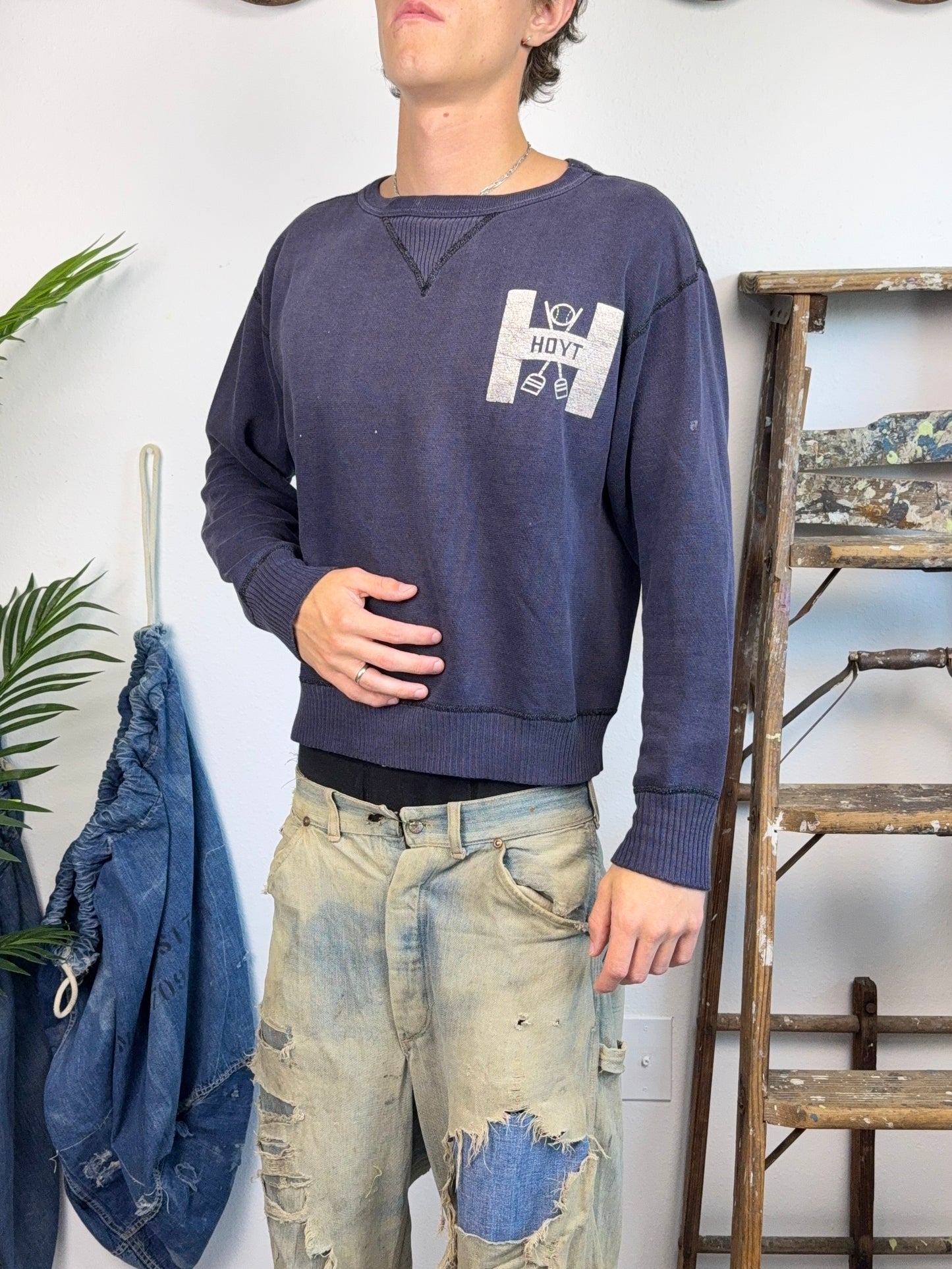 1940s Ribbed Single V ‘Hoyt’ Sweatshirt (S/M)