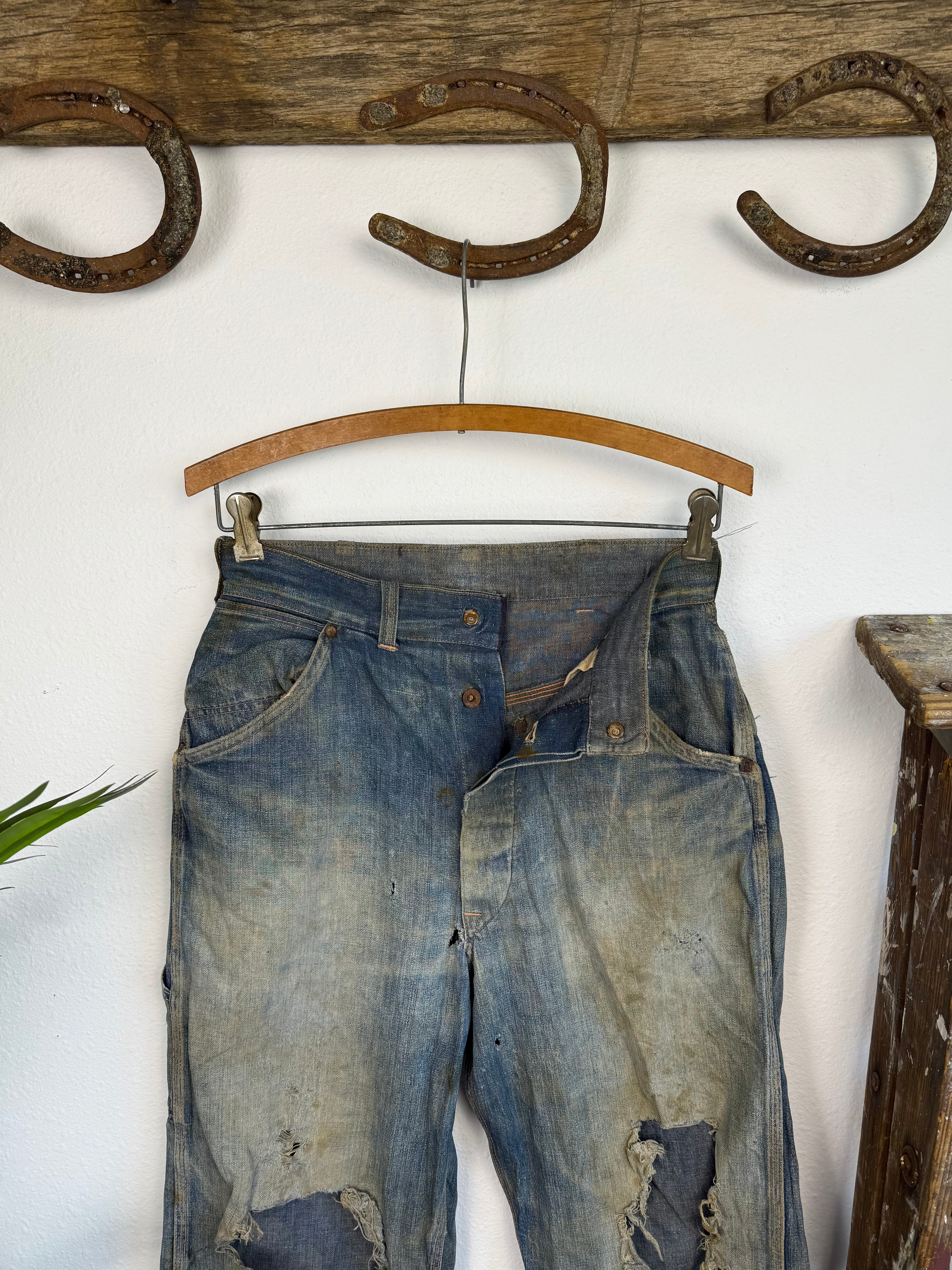 1940s Donut Button Distressed Carpenter Jeans (28)