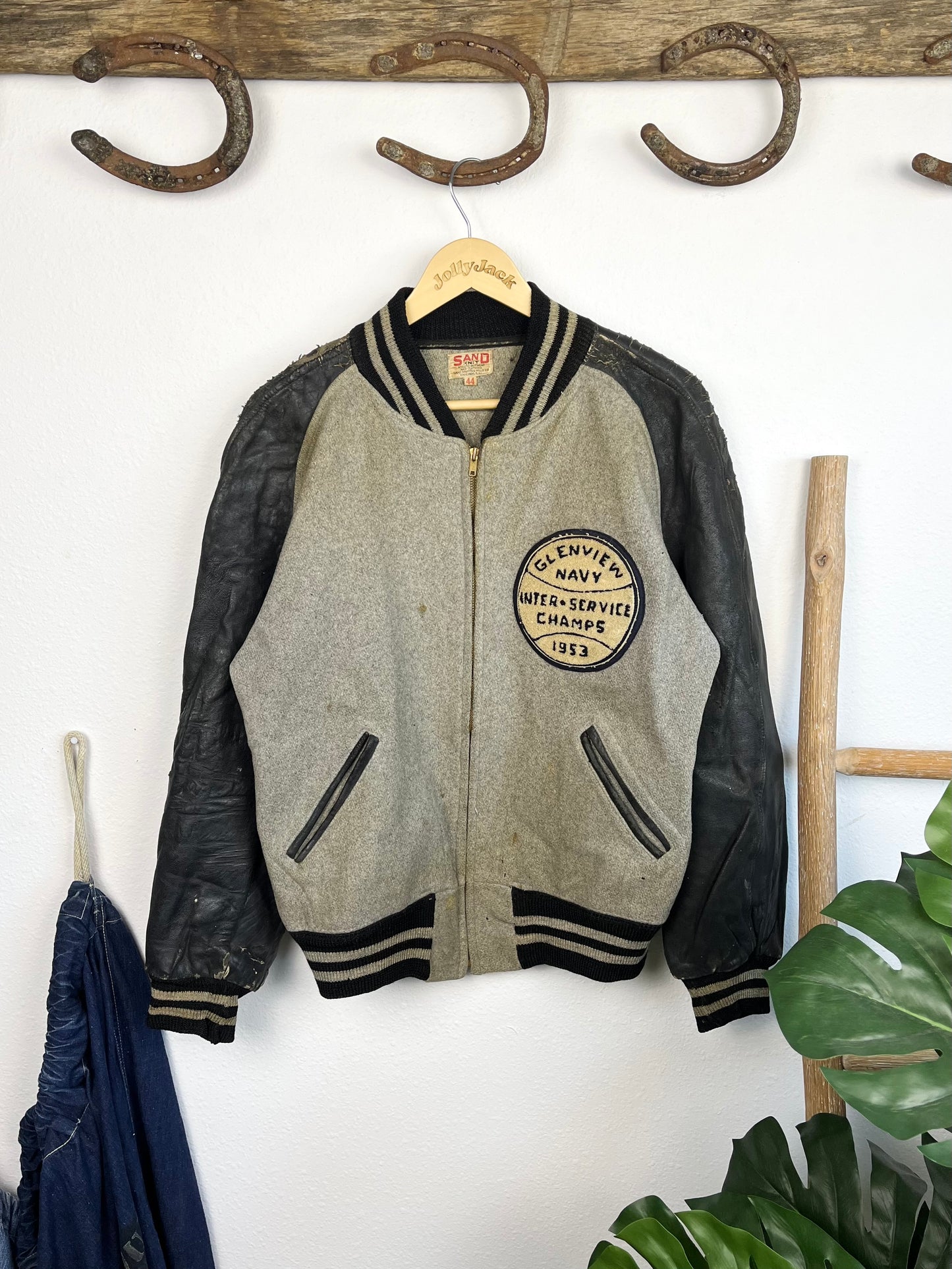 1950’s Black Salt & Pepper Varsity Jacket (46)