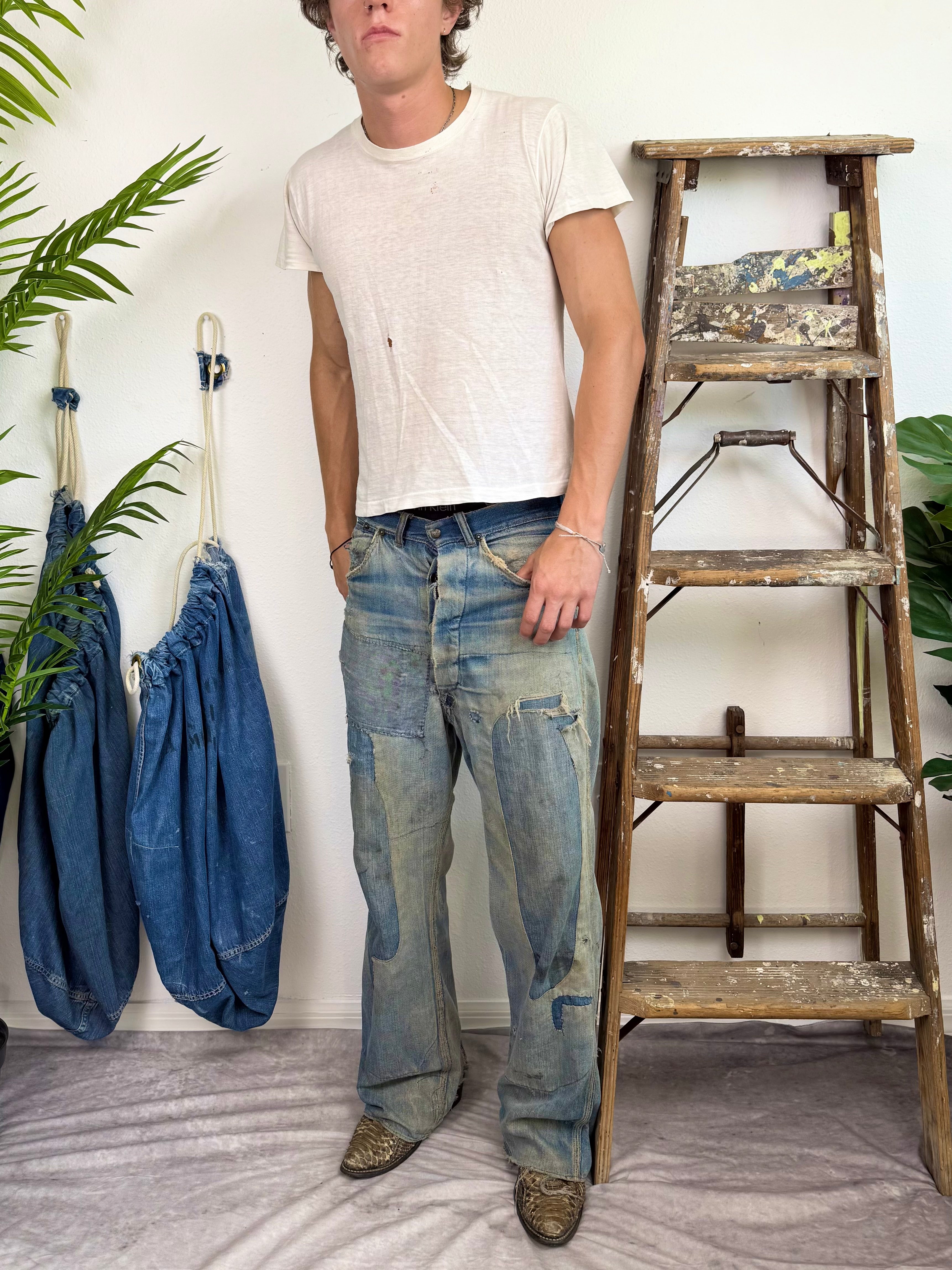 1950s Distressed ‘Essential’ Boxy White Tee (S/M)