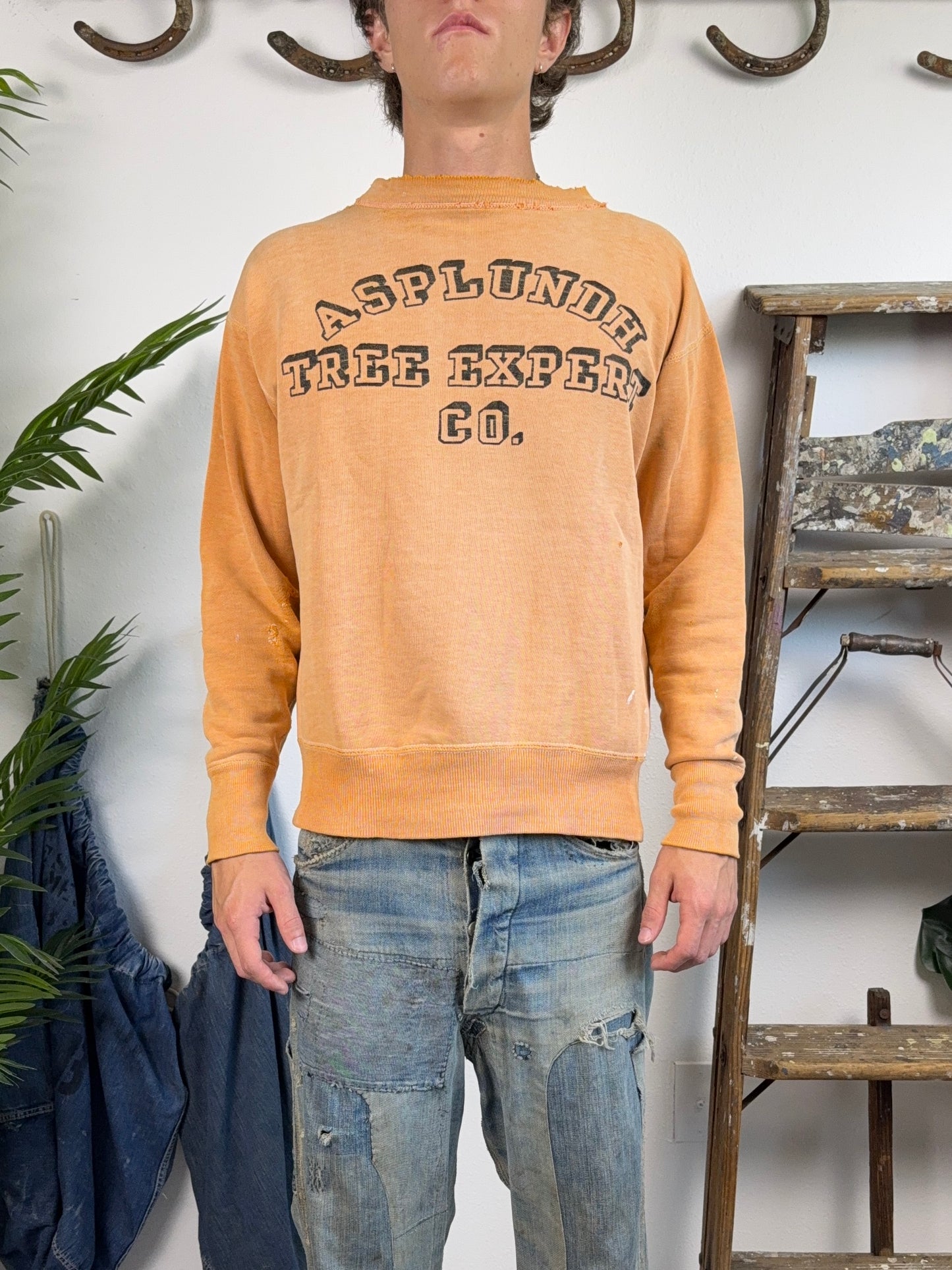 1950s Asplundh Tree Expert Orange Sun Faded Sweatshirt (L)