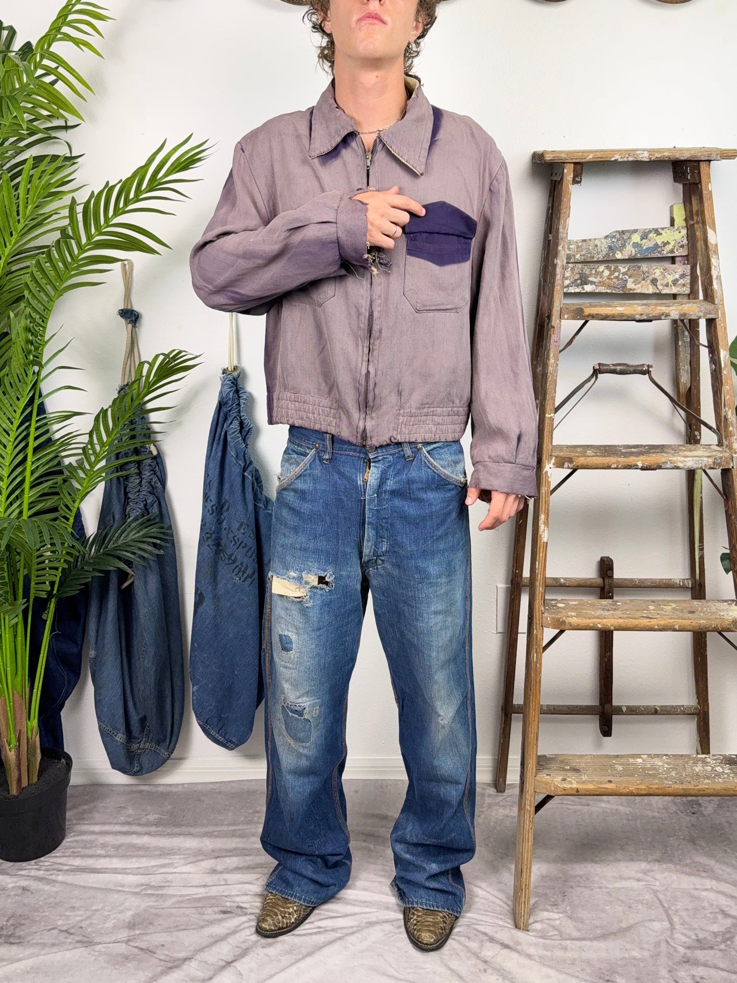1940s Sun Faded Purple Gab Jacket (S/M)