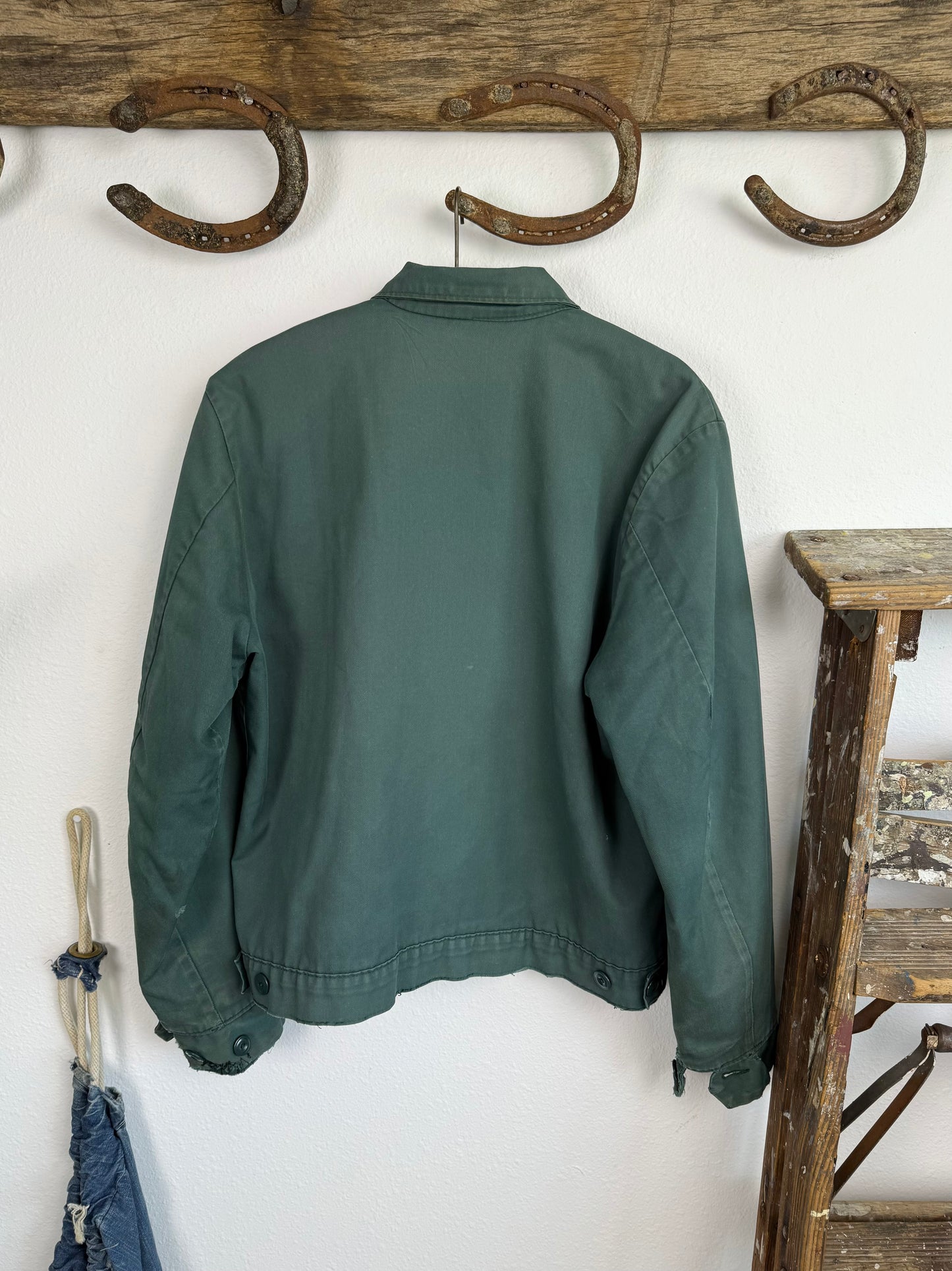 1950s Lined Sun Faded Green Work Jacket (M/L)