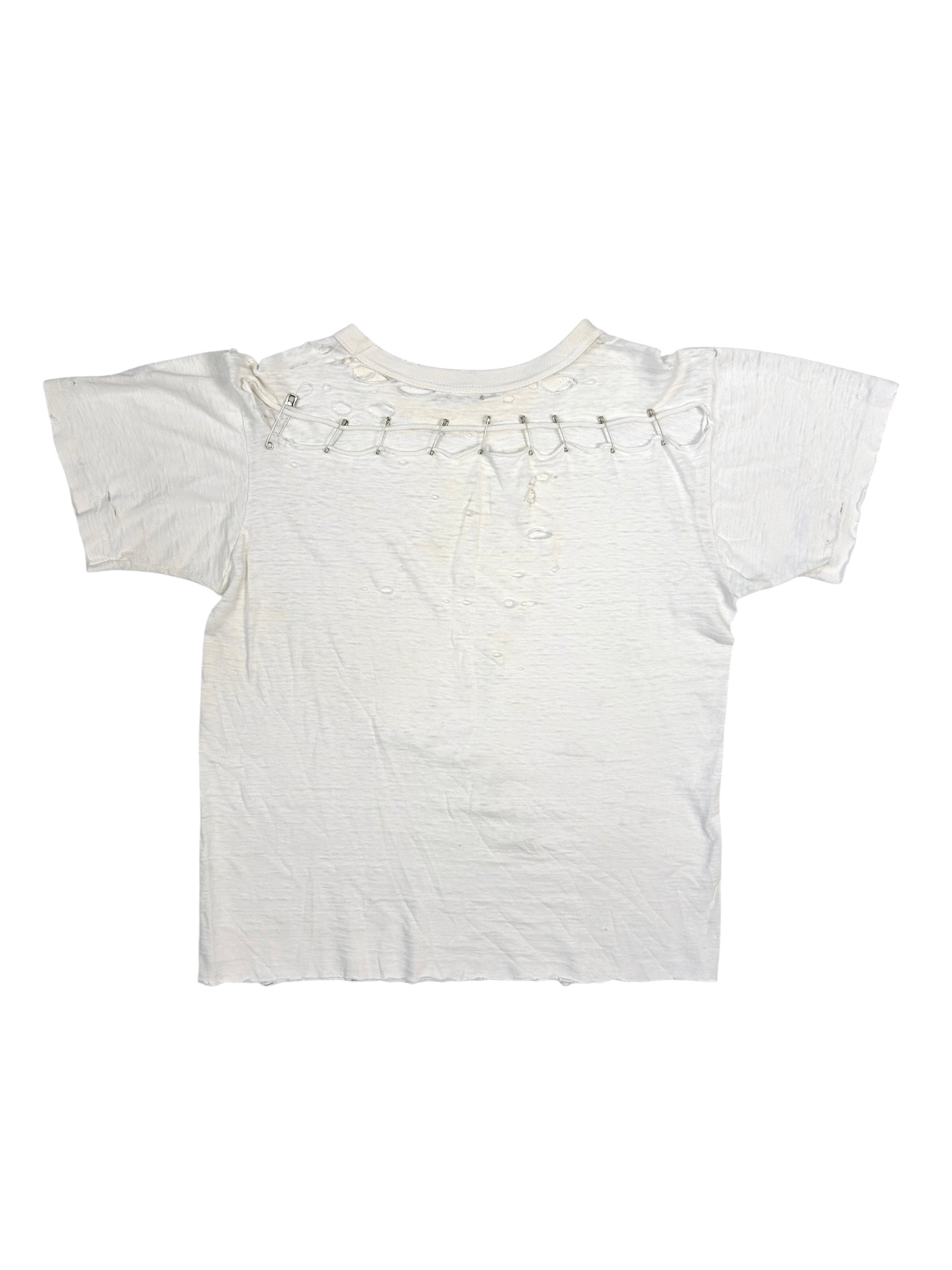 1950s Thrashed Pin Enclosed White Tee (S)