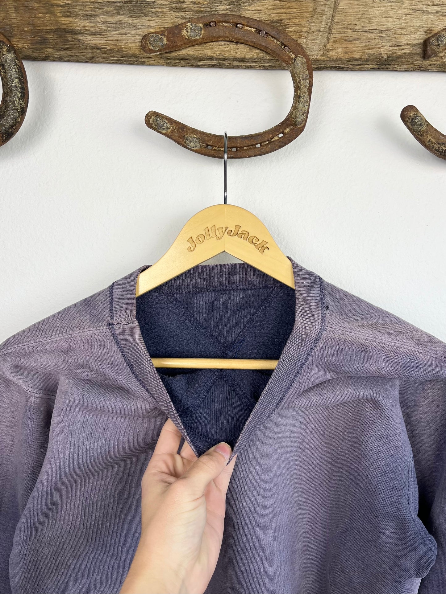 1950’s Sun Faded Navy Double V Sweatshirt (M/L)