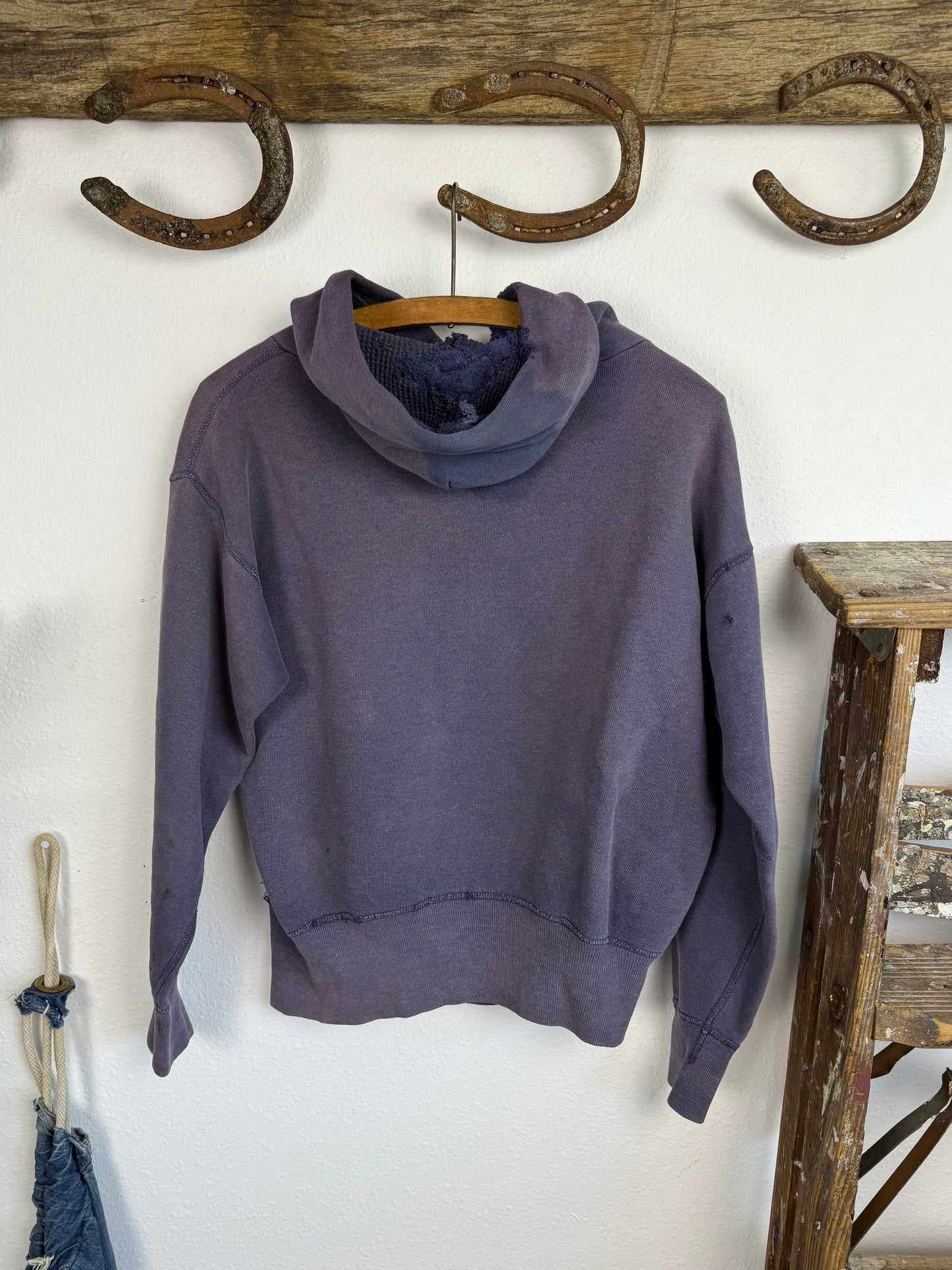 1950s Blueberry Faded Thermal Hood Hoodie (M)