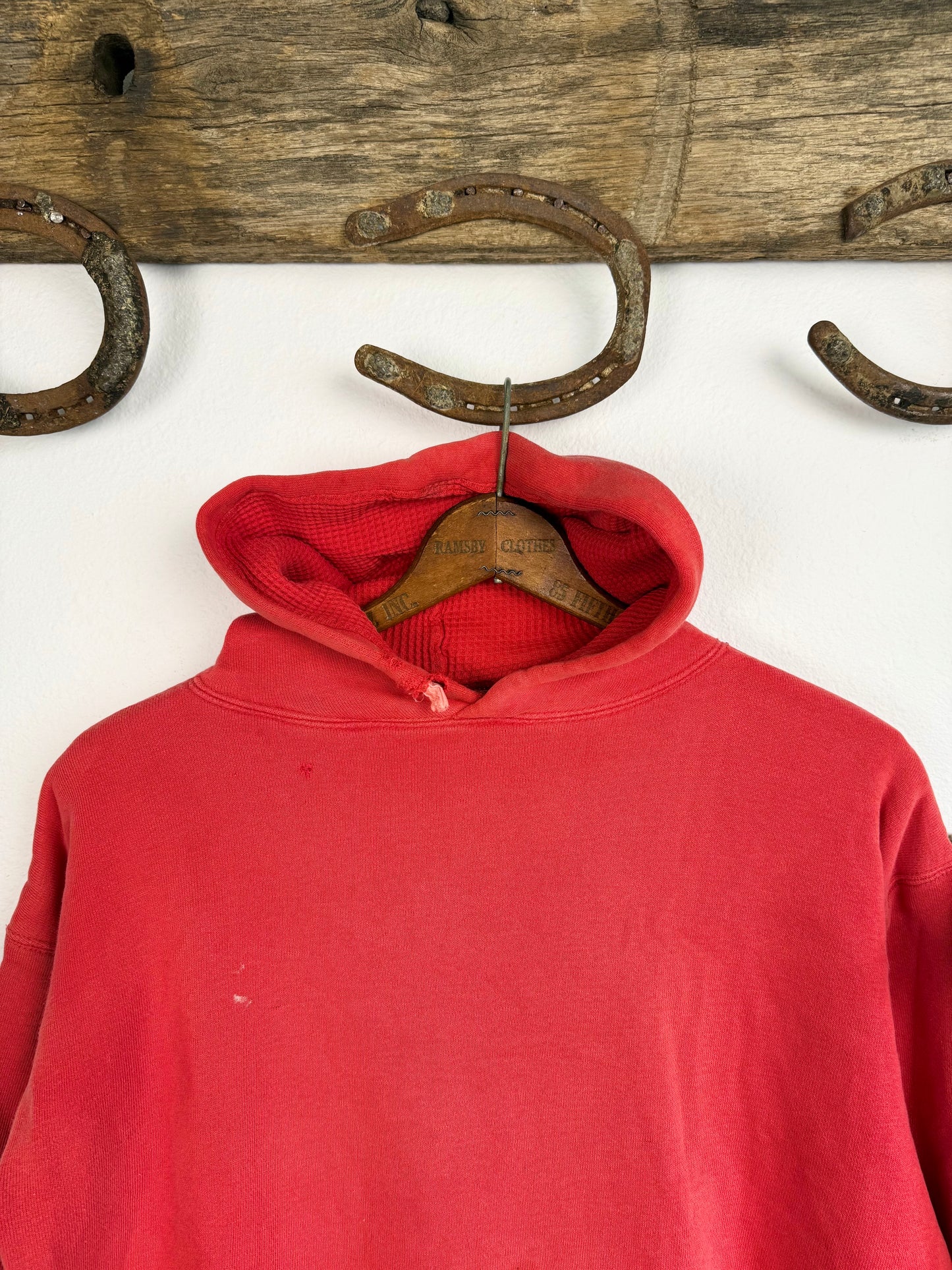 1950s Thermal Lined ‘White Belly’ Red Hoodie (XL)