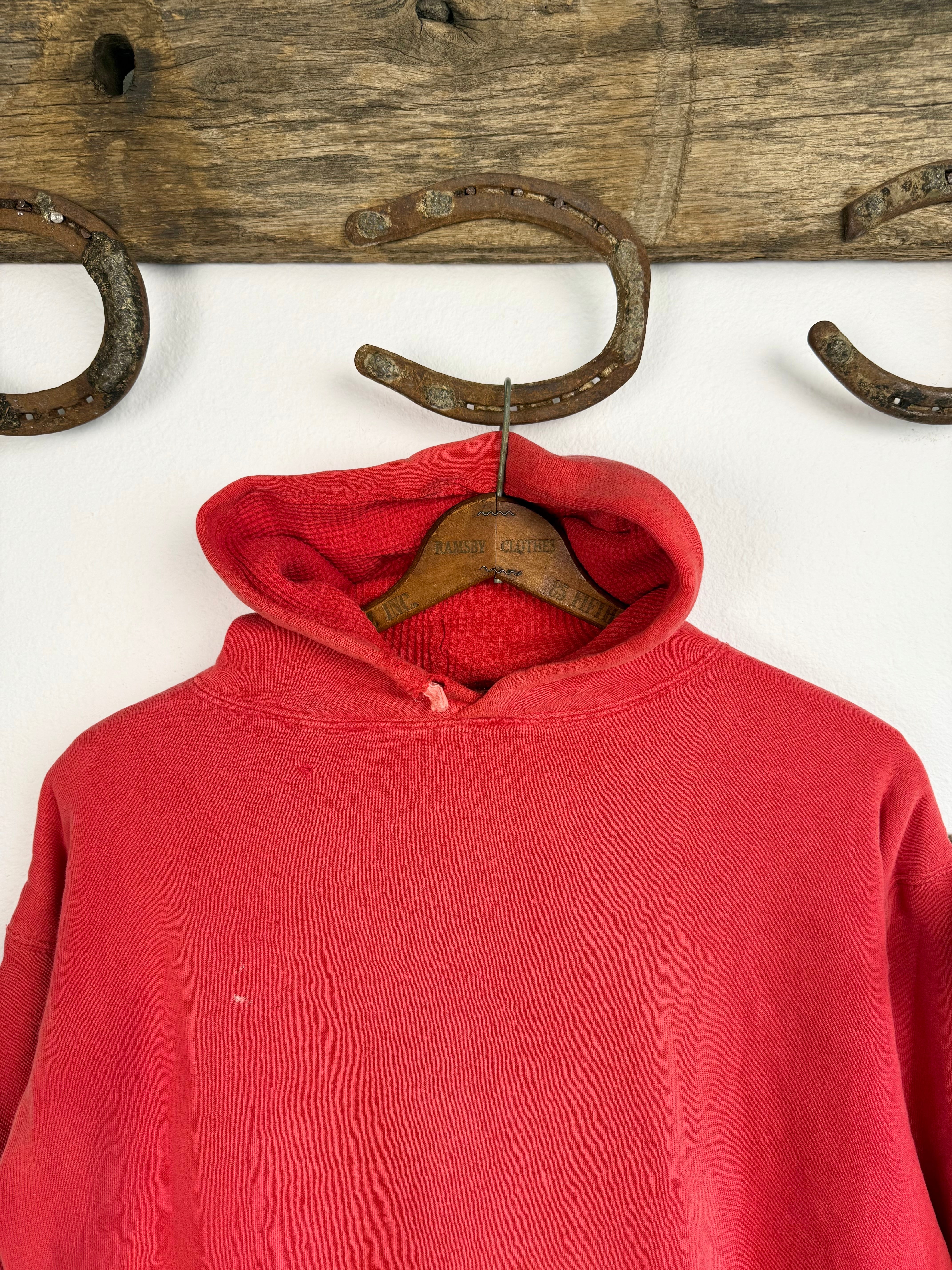 1950s Thermal Lined ‘White Belly’ Red Hoodie (XL)