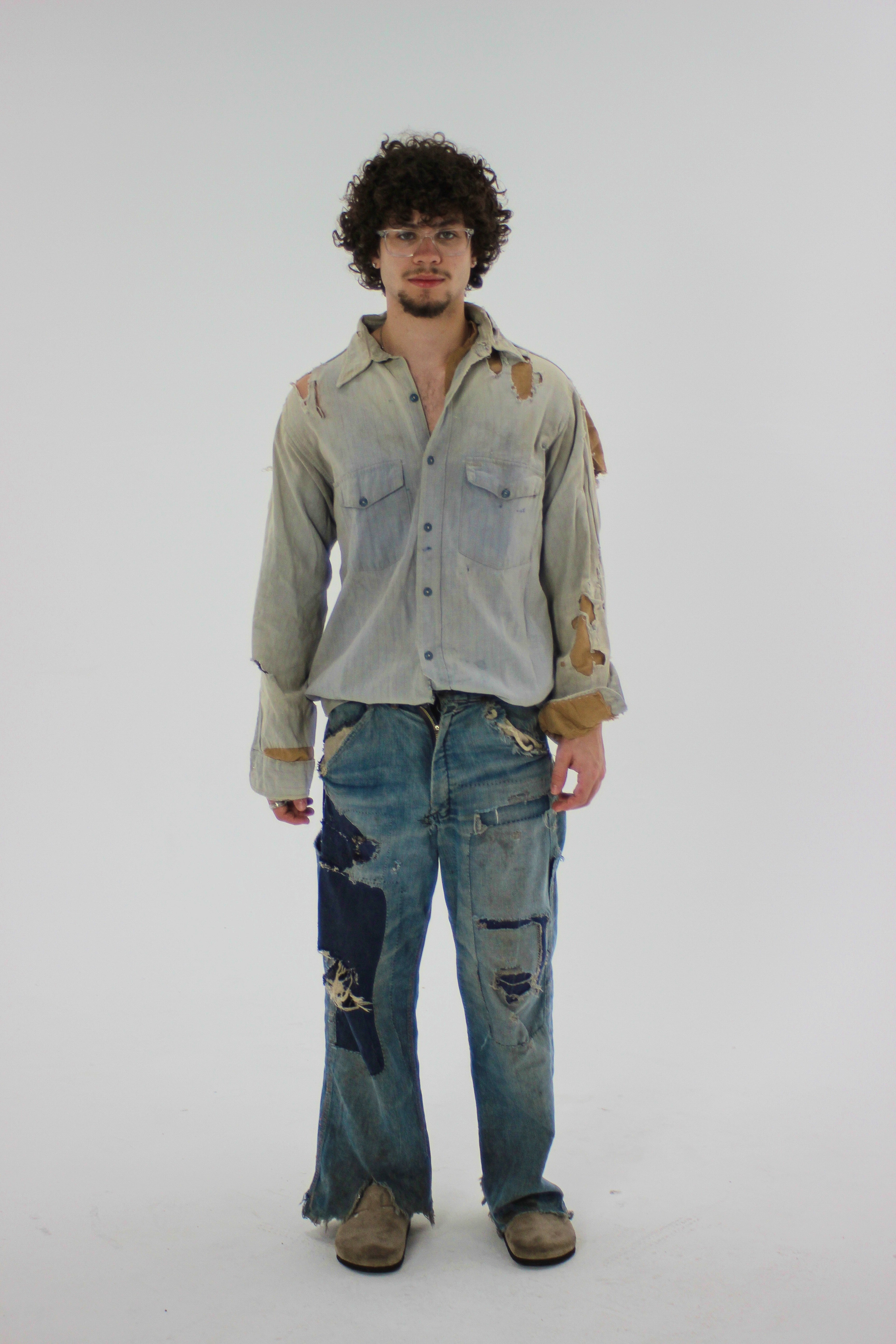 1940s Distressed Work Shirt (L/XL)