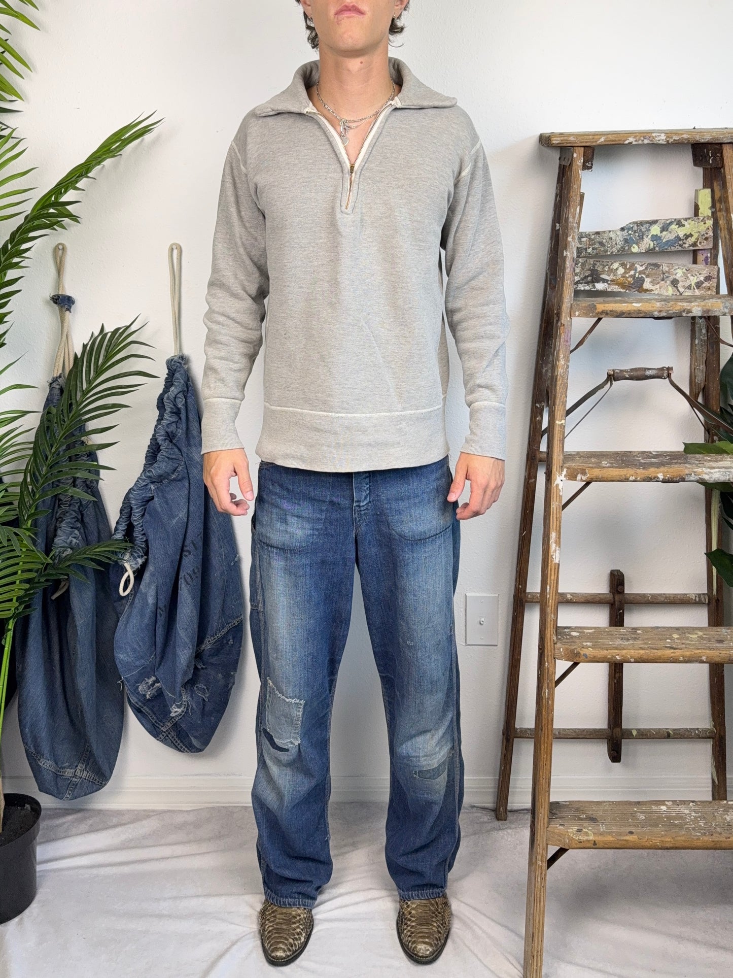 1930s Grey Quarter Zip Sweatshirt (M/L)