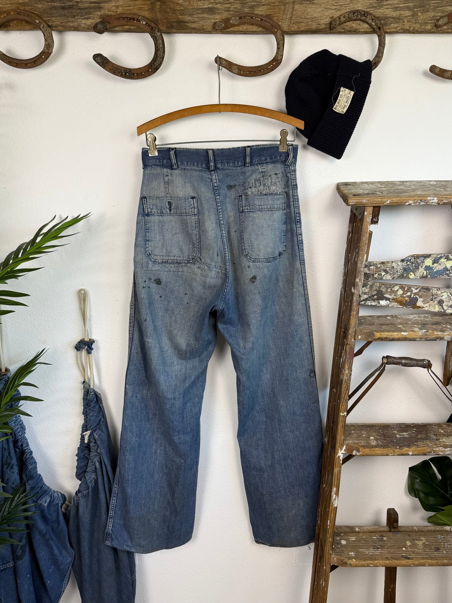 1940s WW2 Distressed & Repaired USN Dungarees (30)