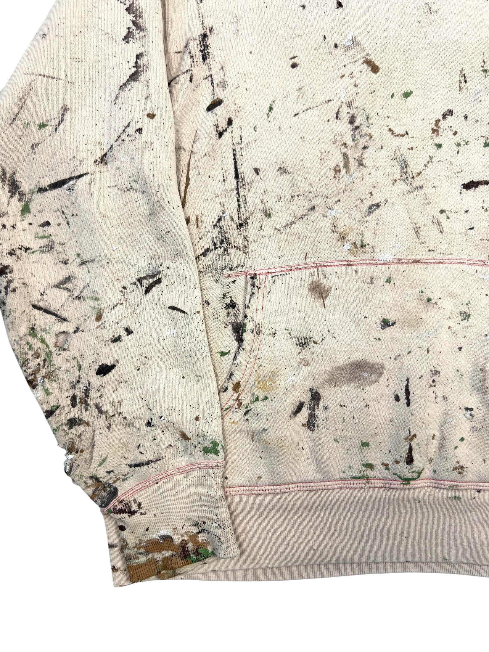 1950s Faded Pink Barn Found Splatter Paint Hoodie (XL)