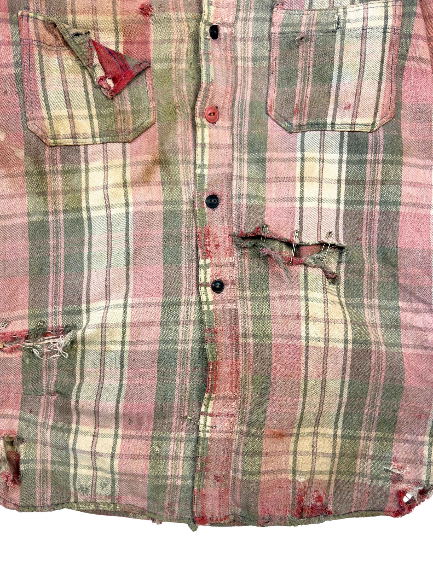 1930s Distressed Repaired Sun Faded Zombie Flannel (M/L)