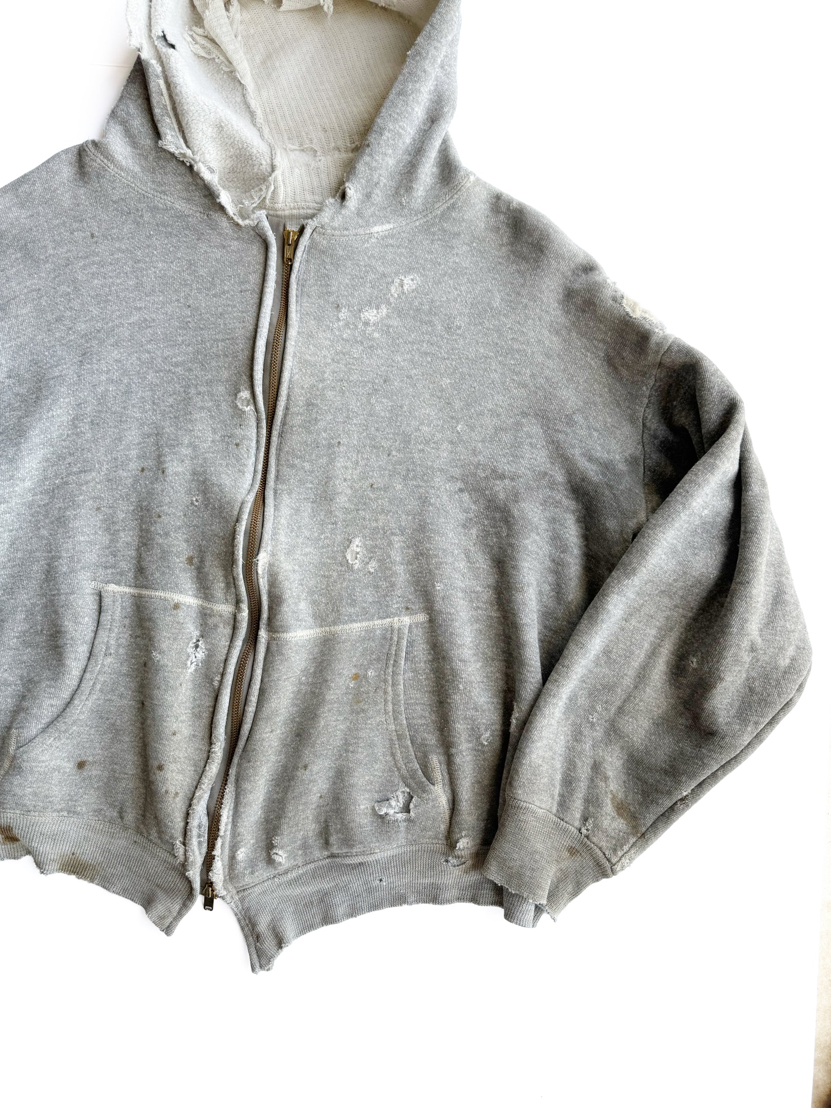 1950s Boxy Distressed Thermal Lined Zip Up Jacket (XL)