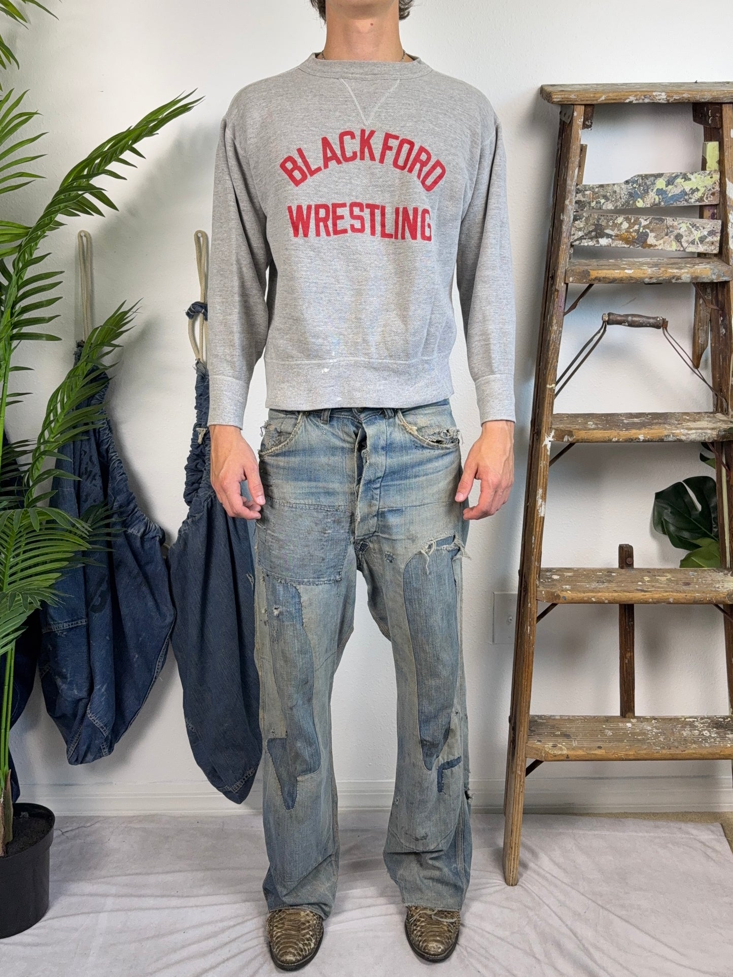 1950s Blackford Wrestling Single V Sweatshirt (S/M)