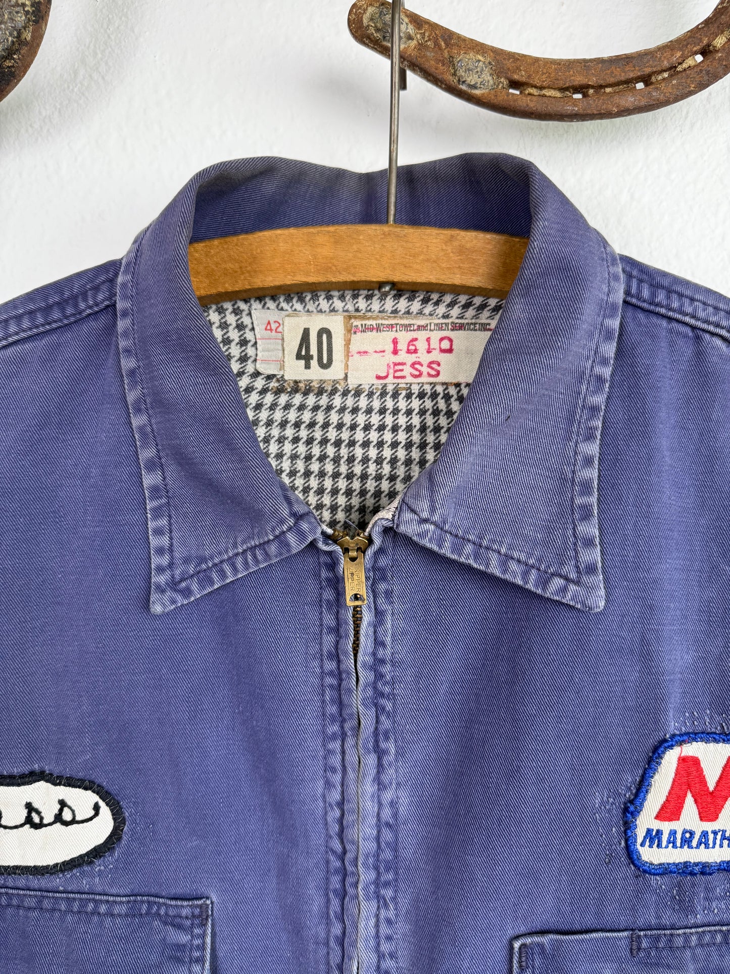 1950s Flanned Lined Sun Faded Cotton Work Jacket (M/L)