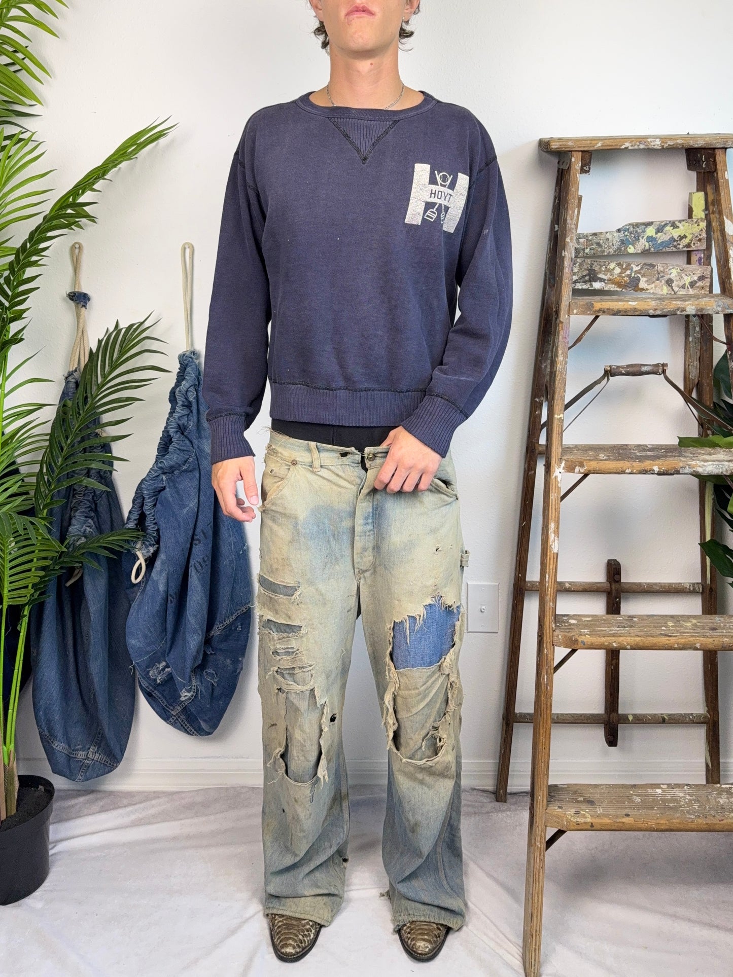 1940s Ribbed Single V ‘Hoyt’ Sweatshirt (S/M)