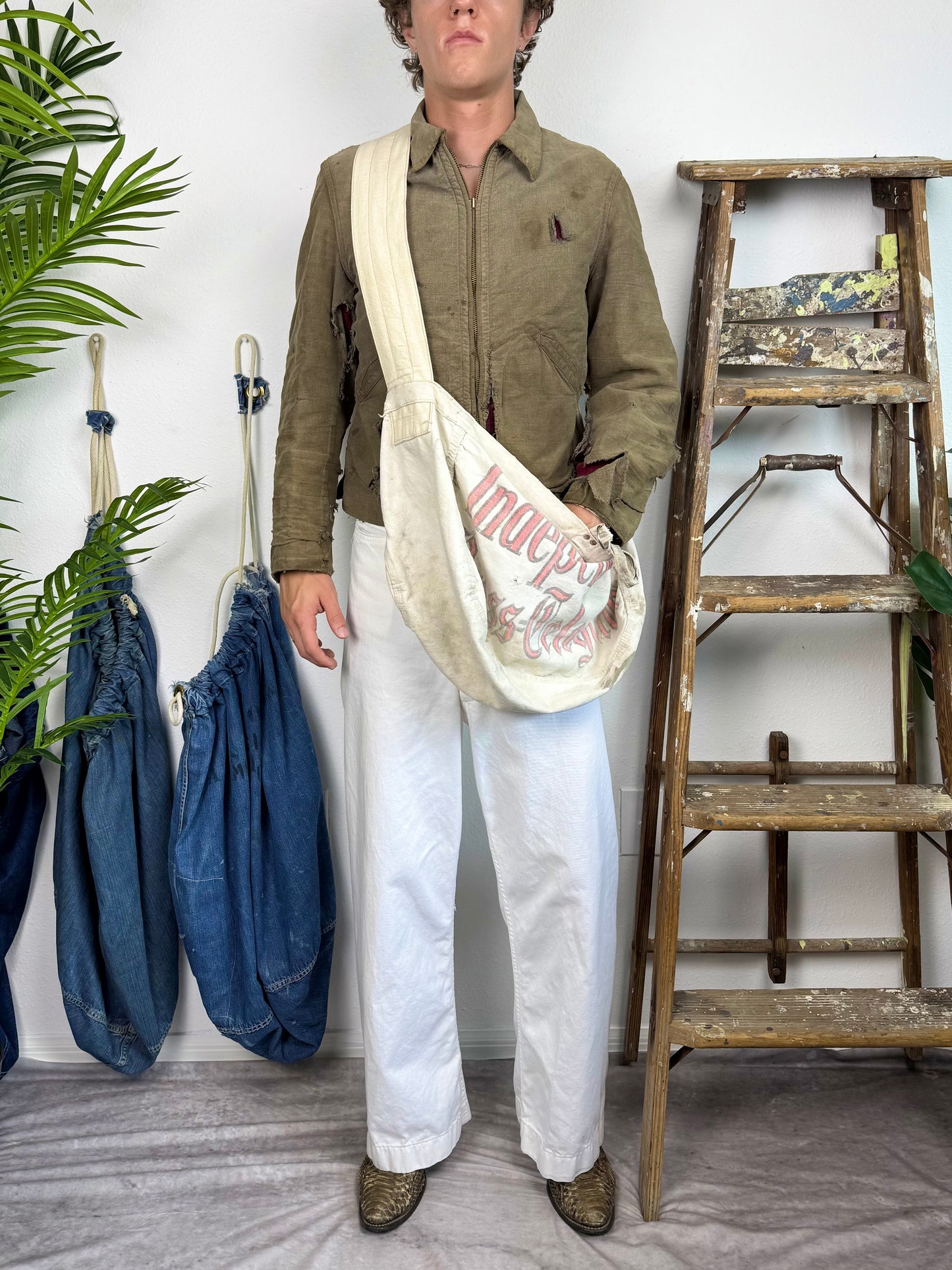 1940s Salt and Pepper ‘Raspberry Lined’ Workwear Jacket (S/M)