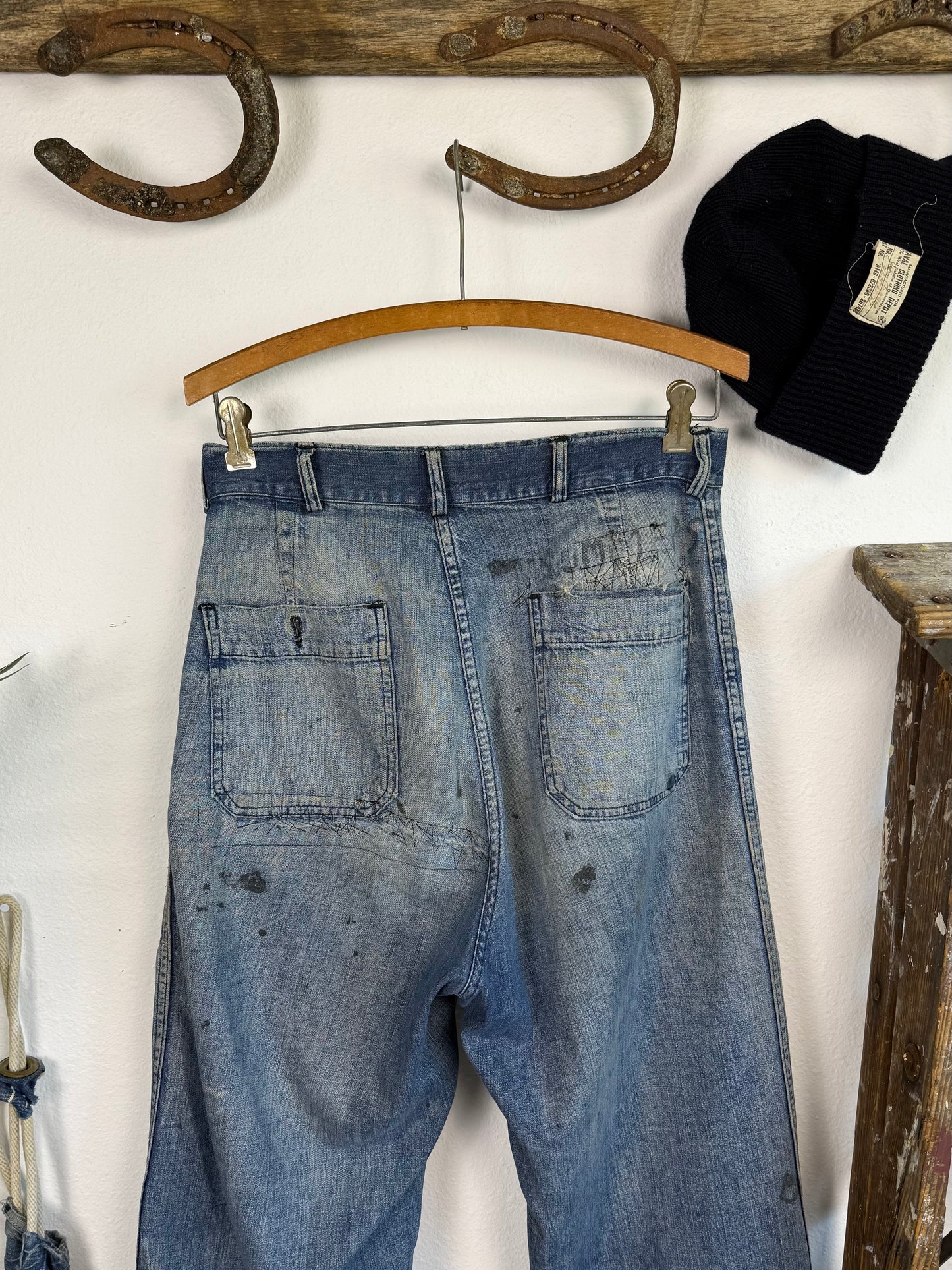 1940s WW2 Distressed & Repaired USN Dungarees (30)