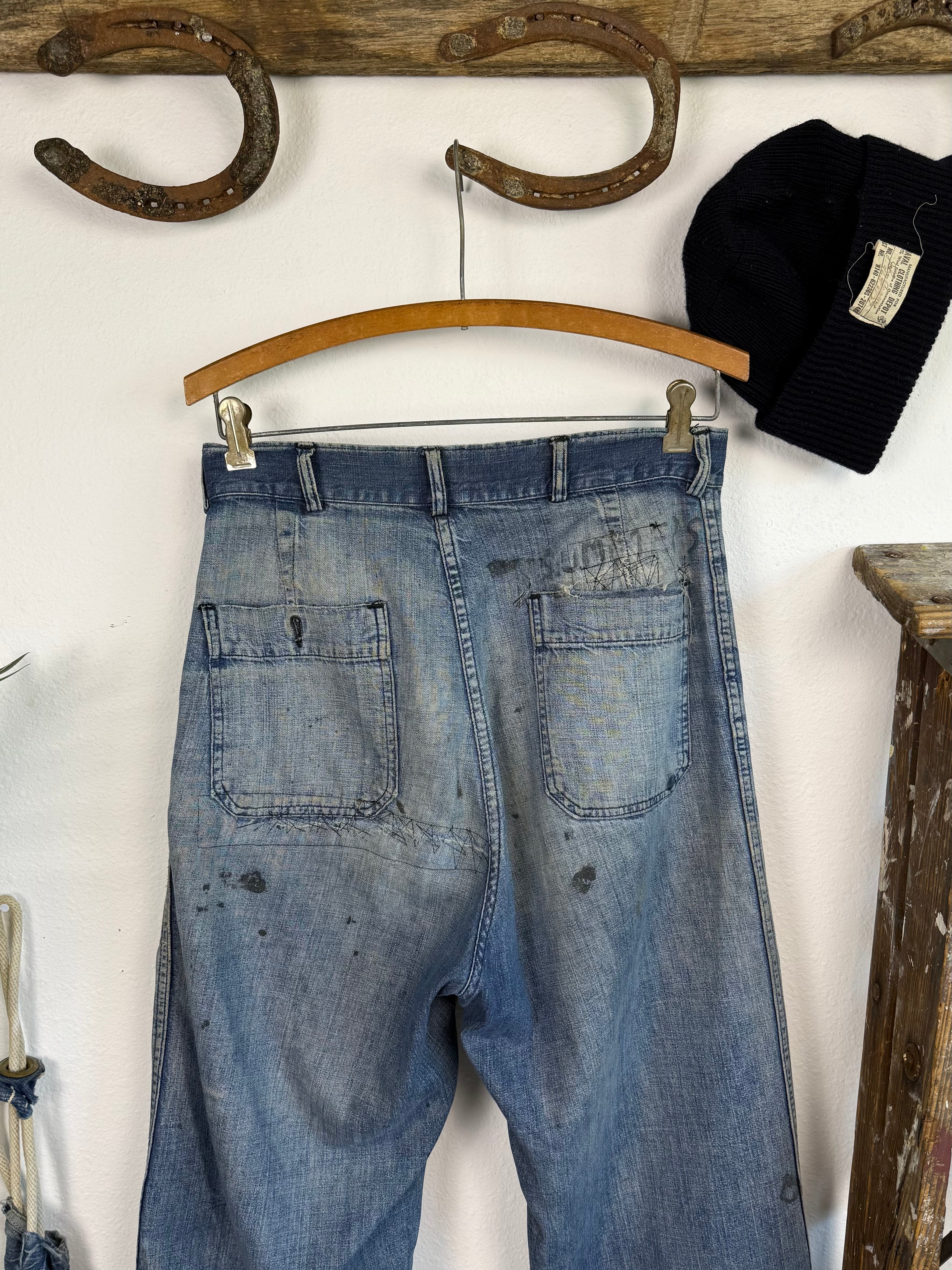 1940s WW2 Distressed & Repaired USN Dungarees (30)