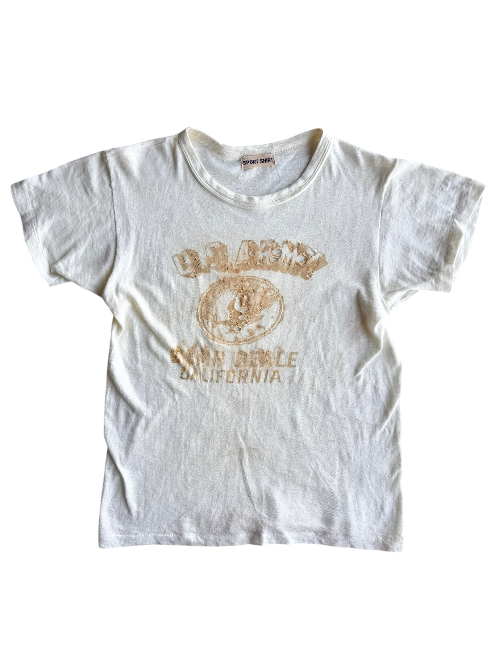 1940s WW2 ‘US Army California’ Ghost Print Tee (S/M)