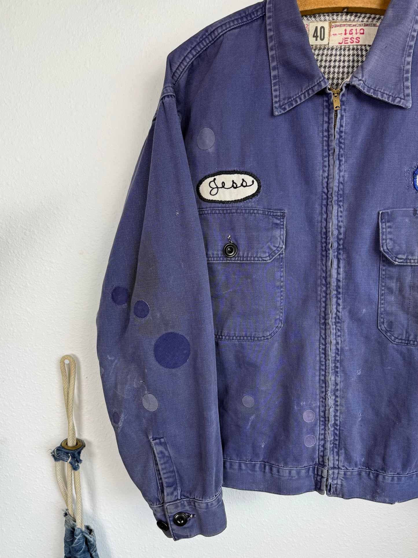 1950s Flanned Lined Sun Faded Cotton Work Jacket (M/L)