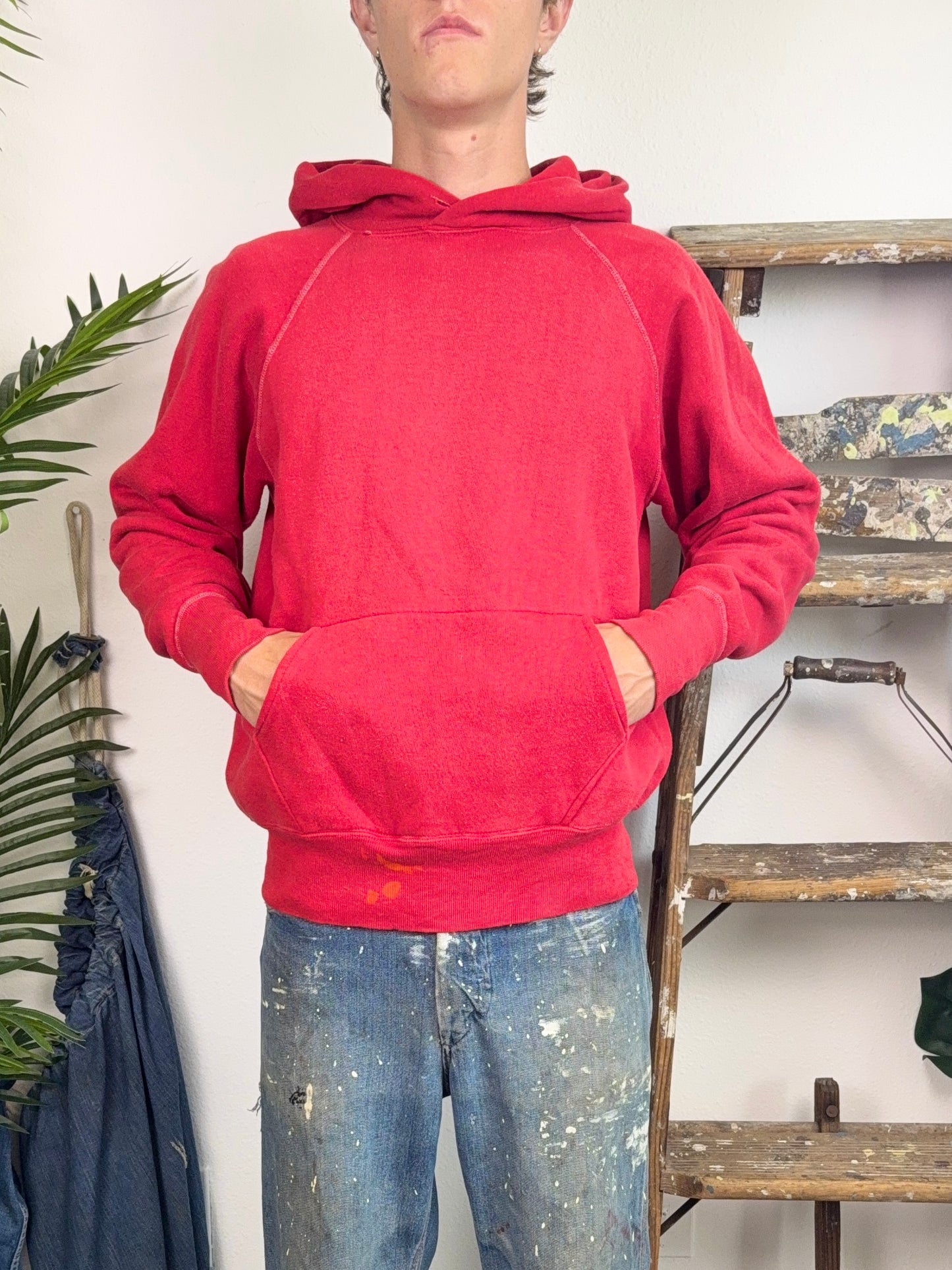 1950’s Red Contrast Stitch Essential Hoodie (M/L)