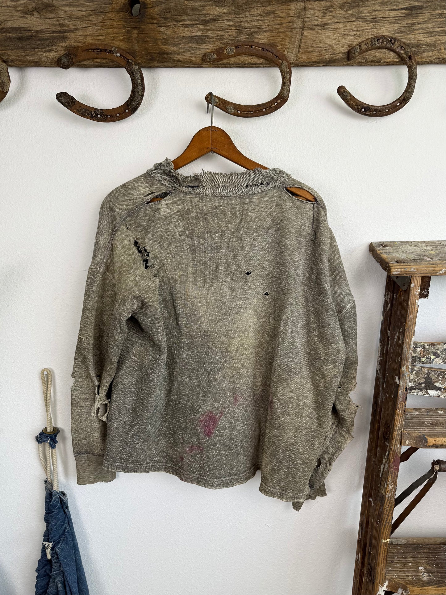 1930s/1940s Salt and Pepper Distressed Cardigan (L/XL)
