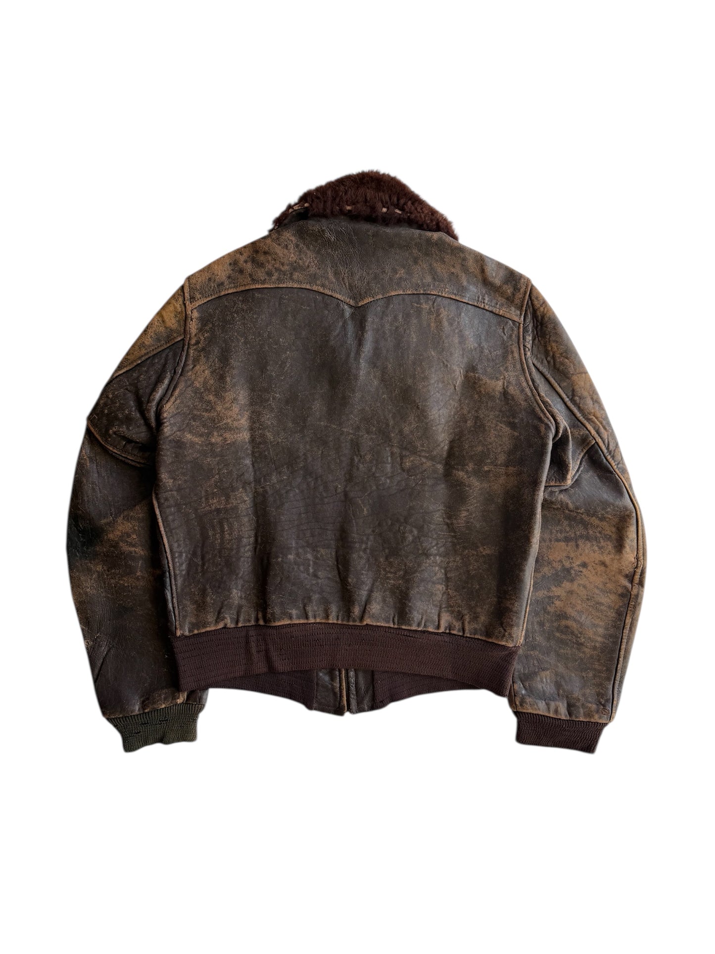 1950s Montgomery Ward Fur Leather Flight Jacket (M/L)