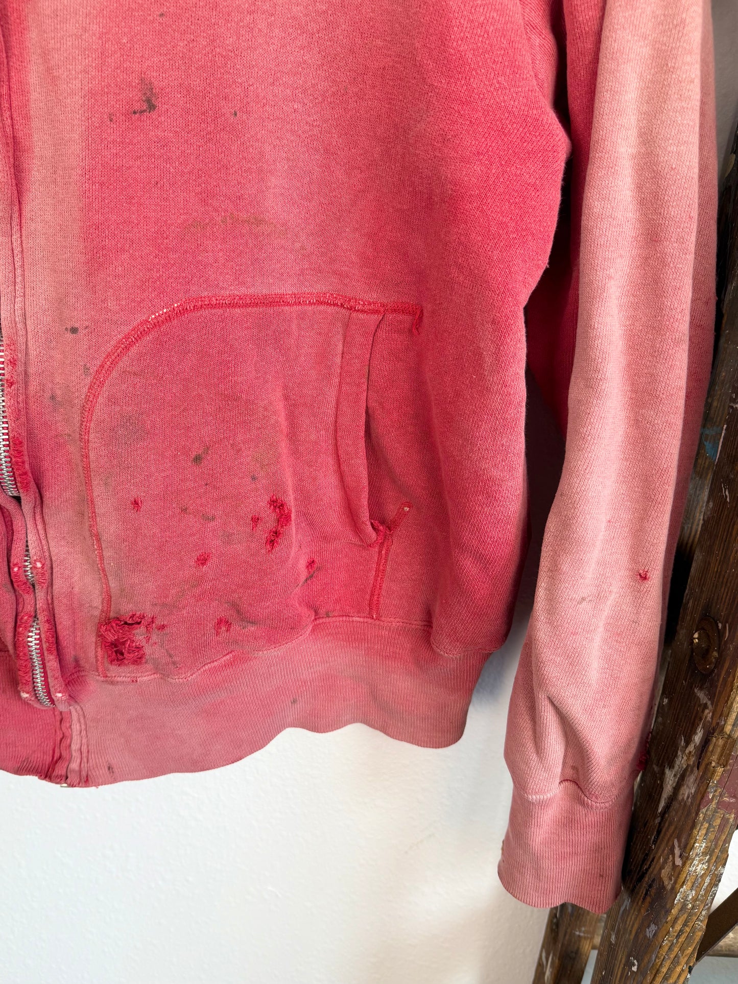 1950s Thermal Lined Sun Faded ‘D Pocket’ Zip Up Jacket (M/L)