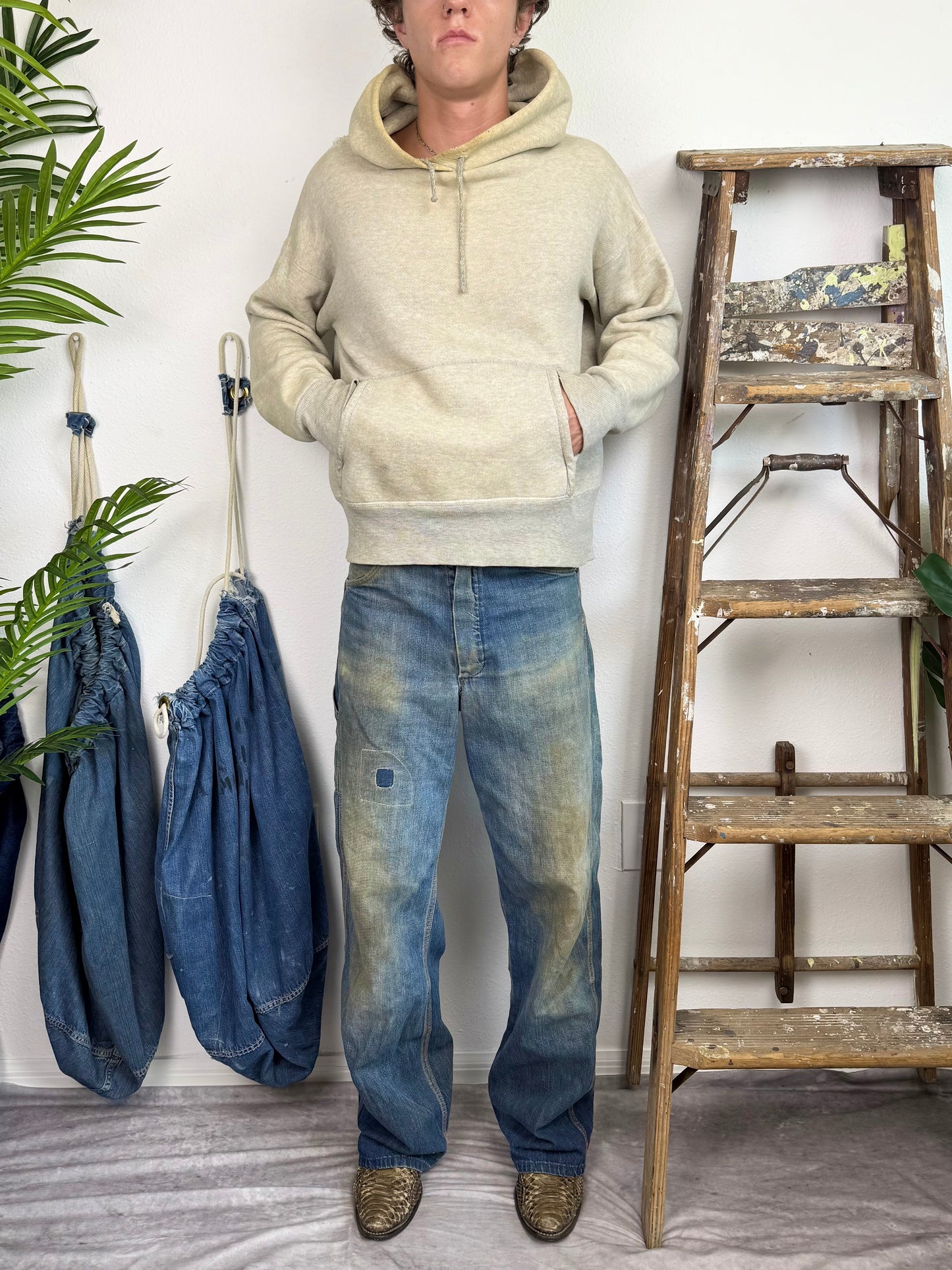 1950s Two Tone ‘Super Soft’ Worn Grey Hoodie (M/L)