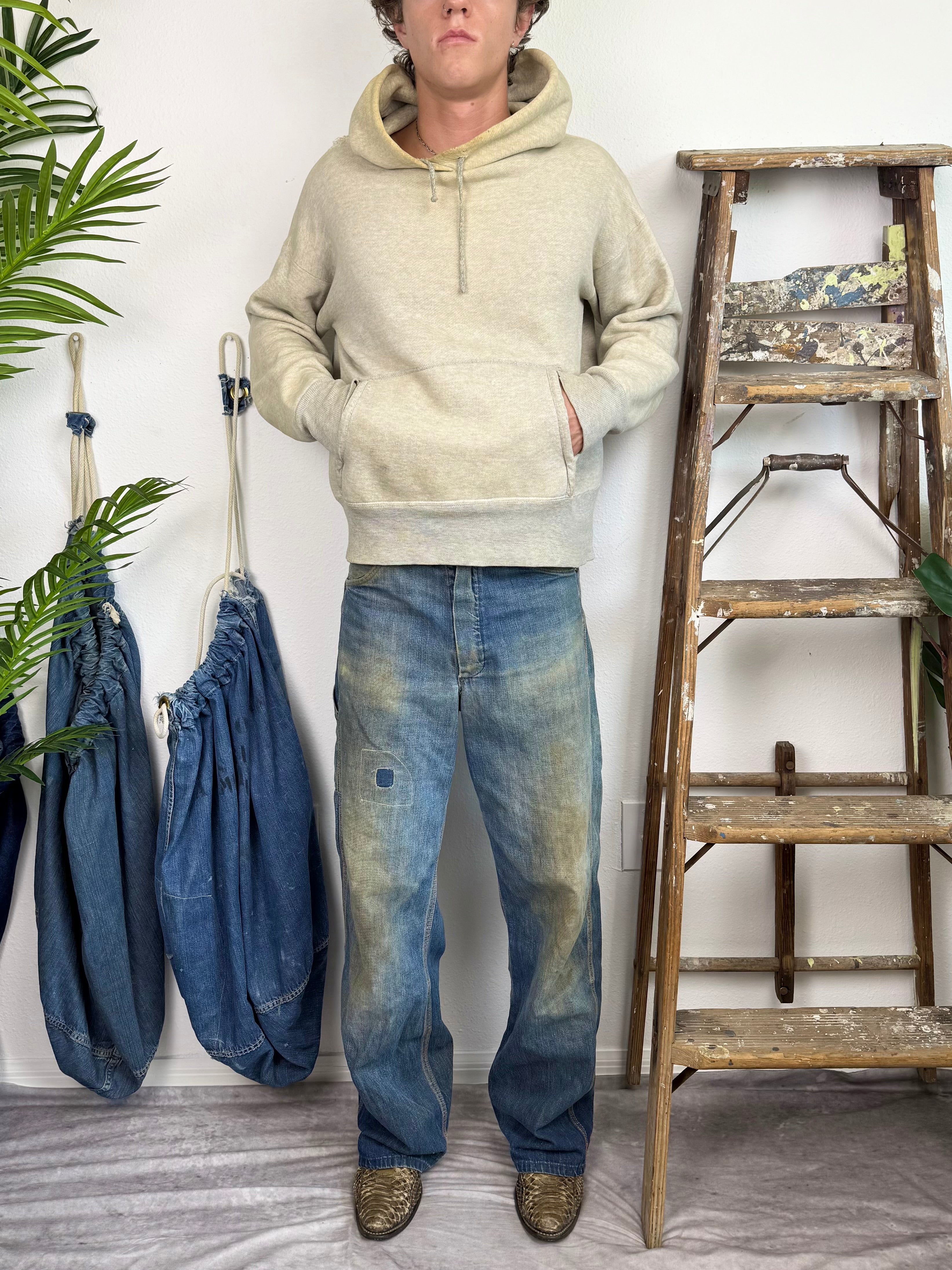1950s Two Tone ‘Super Soft’ Worn Grey Hoodie (M/L)