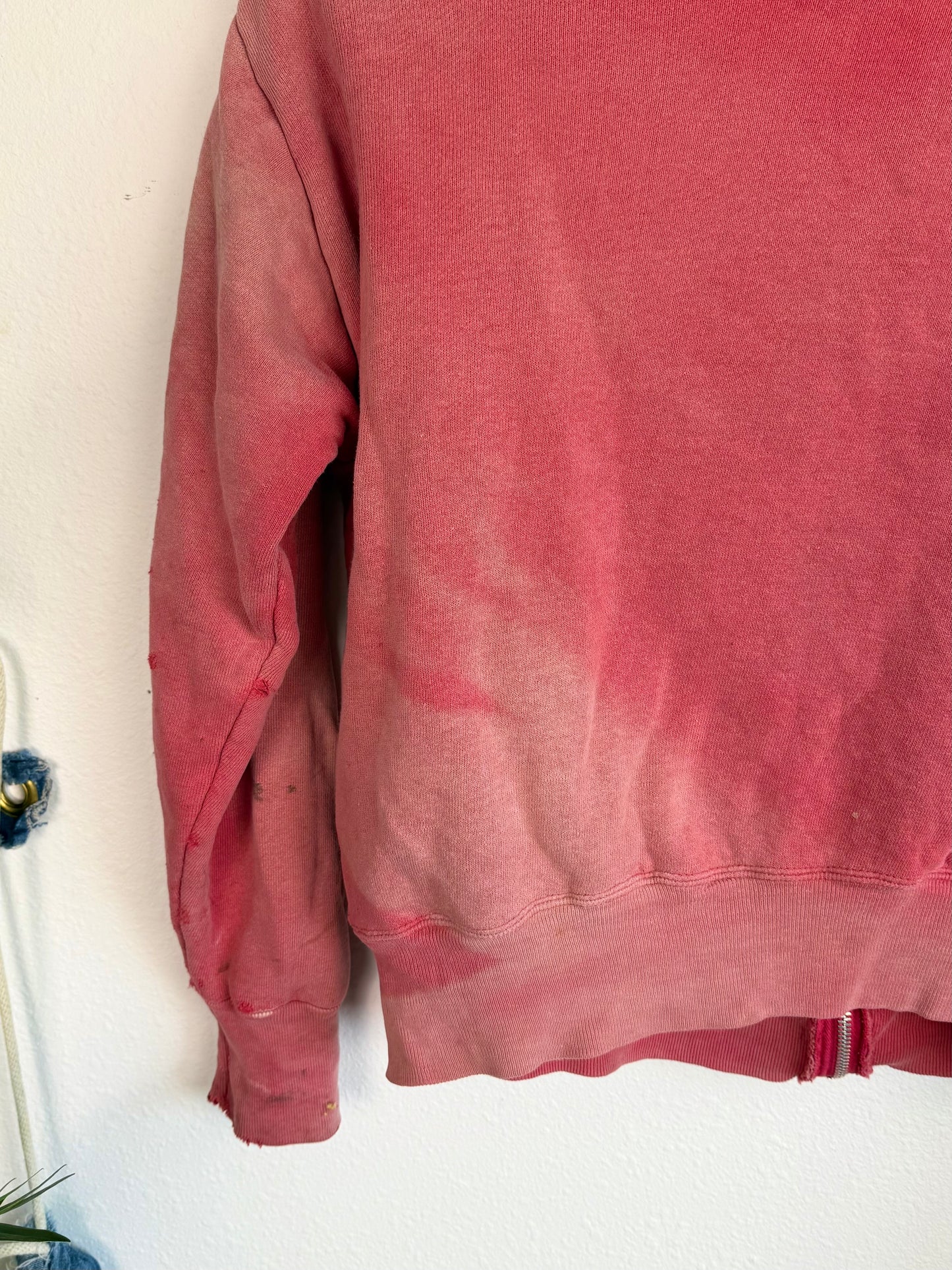 1950s Thermal Lined Sun Faded ‘D Pocket’ Zip Up Jacket (M/L)