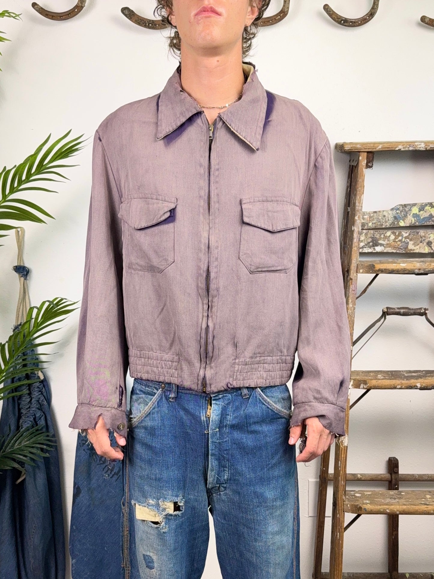 1940s Sun Faded Purple Gab Jacket (S/M)