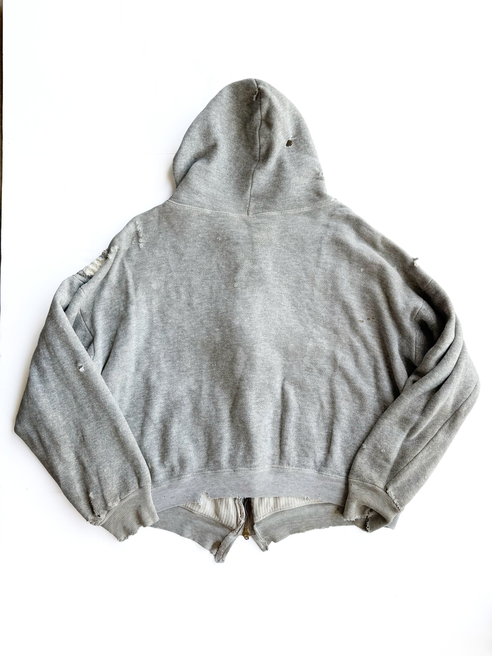 1950s Boxy Distressed Thermal Lined Zip Up Jacket (XL)