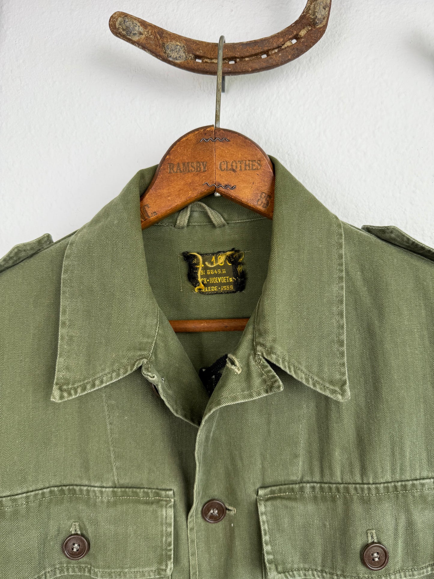 1950s Dutch HBT Jacket With Chain Stitching (S/M)