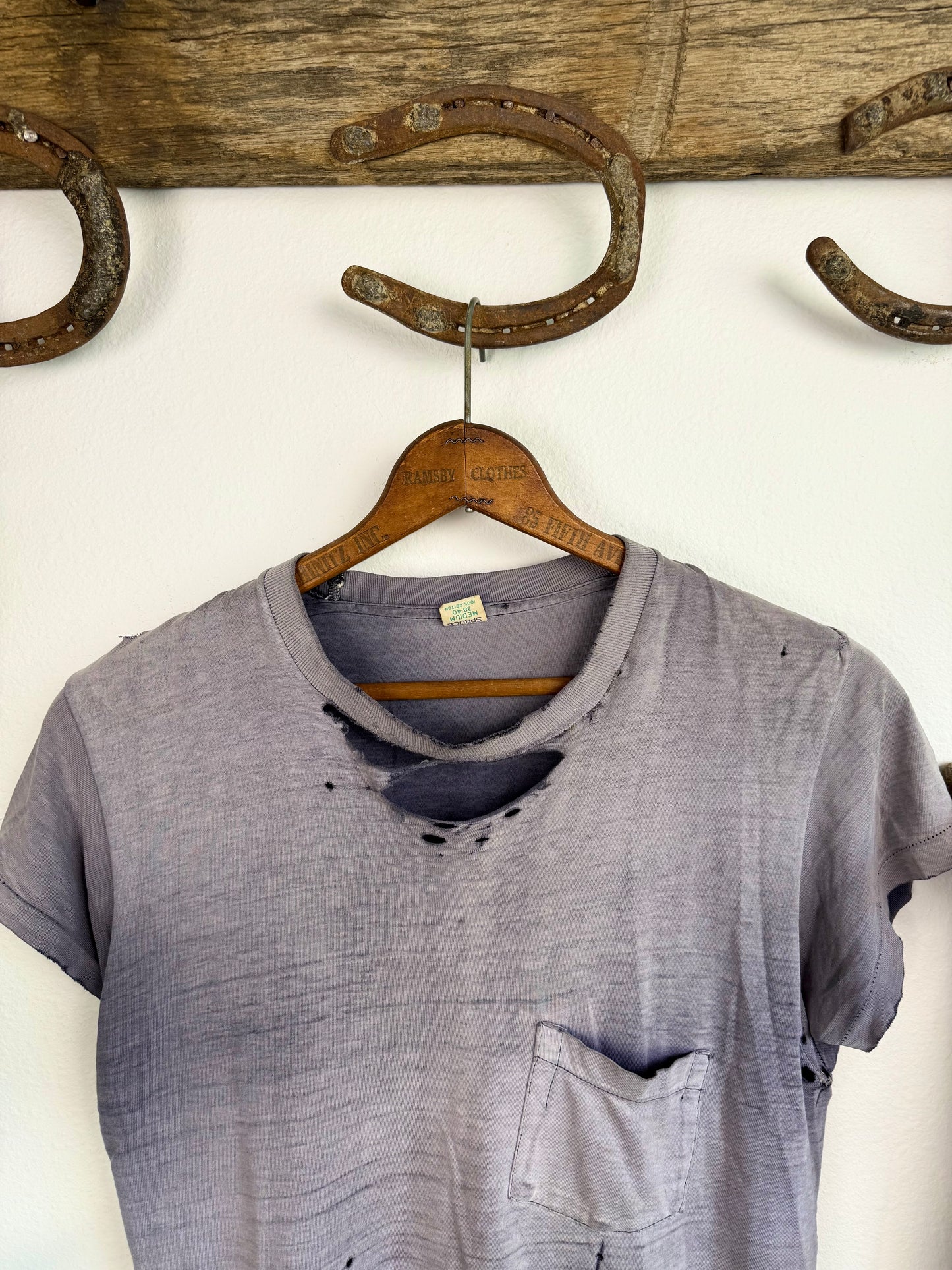 1960s Perfectly Sun Faded Navy Pocket Tee (M/L)