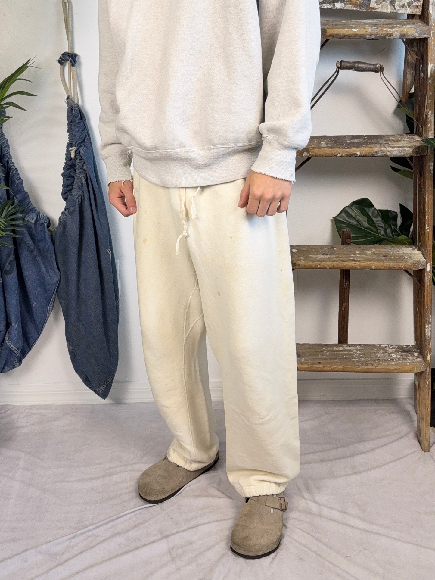1950s Cream Baggy Sweatpants (M/L)