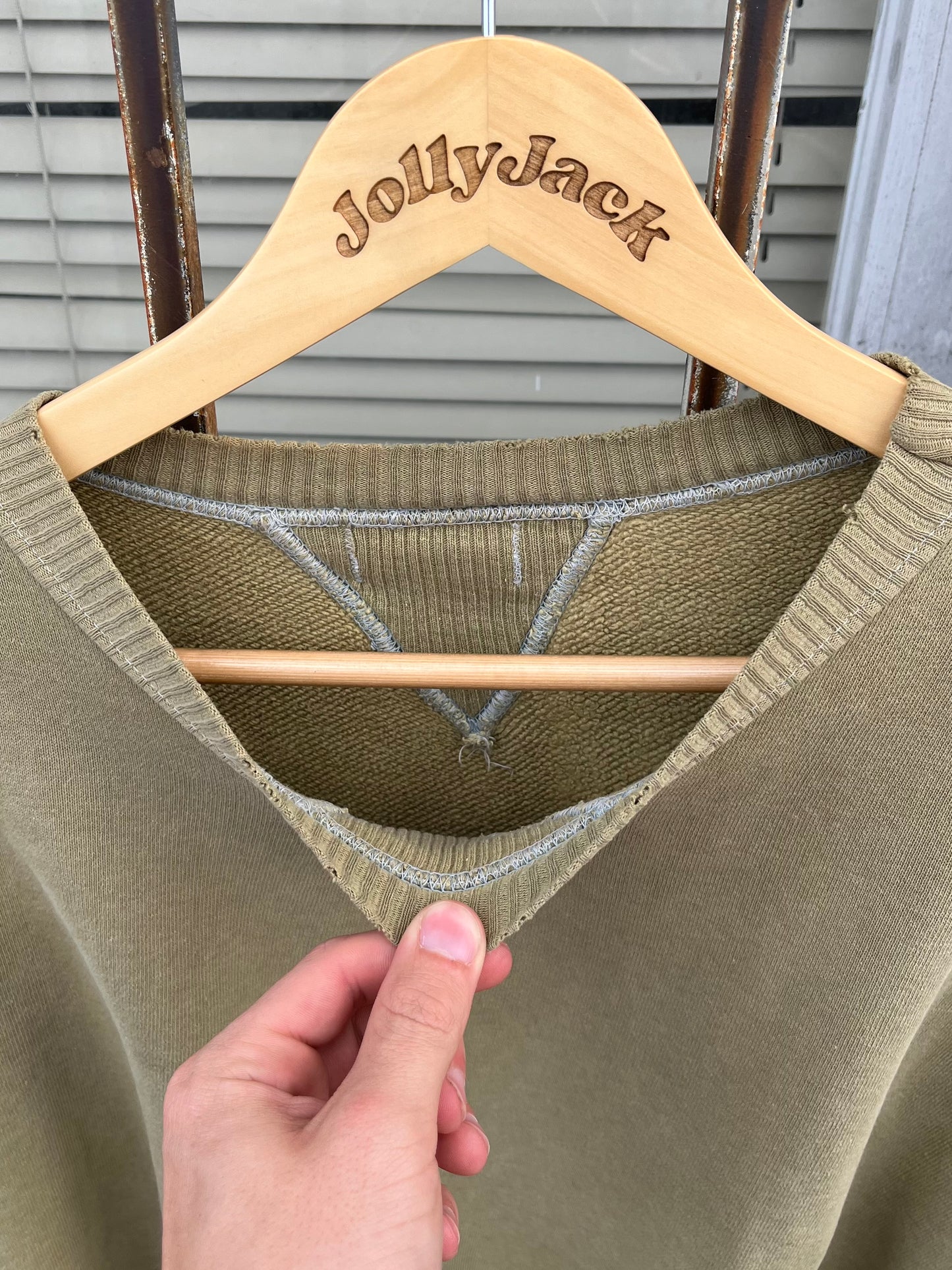 1940’s WW2 Army Green Ribbed Double V Sweatshirt (XXL)