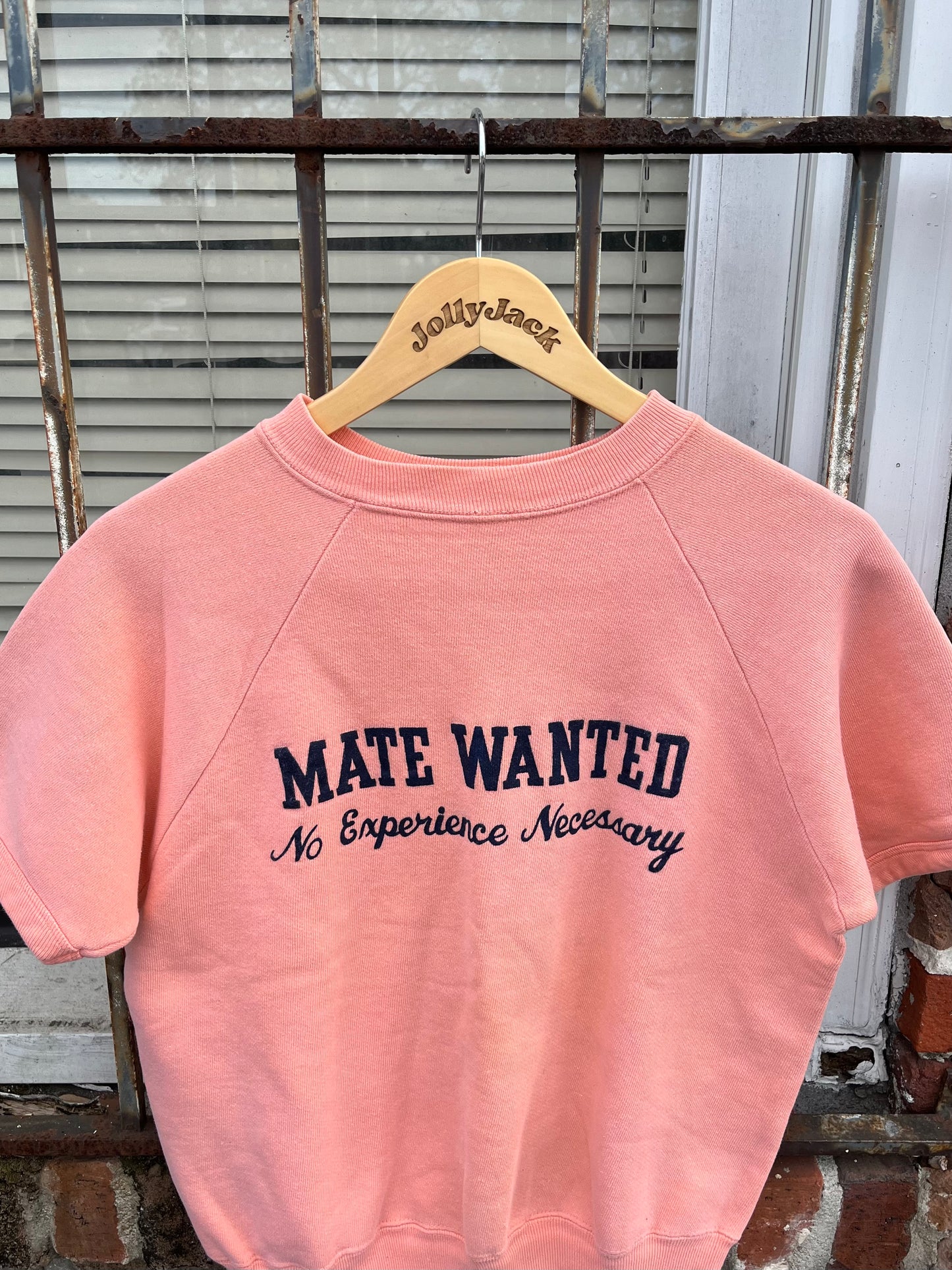 1960’s ‘Mate Wanted’ Flocked Short Sleeve Sweatshirt (S/M)