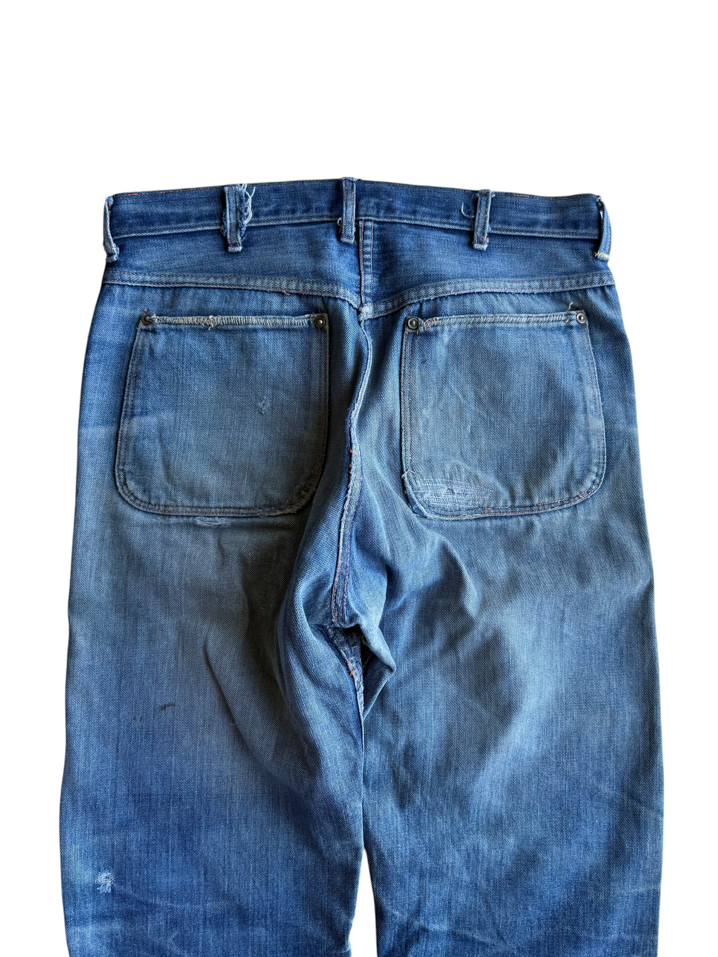 1940s Donut Button Repaired Denim Carpenter Jeans (34)